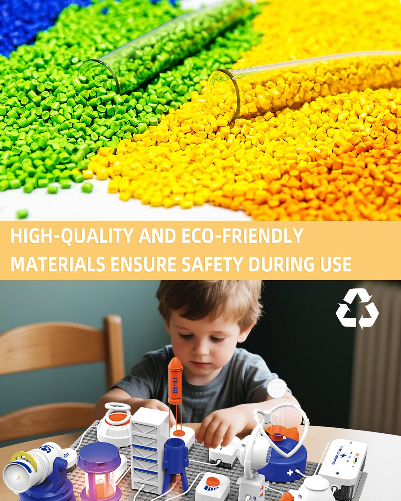 VLGOEM Science STEM Kit for Kids – 66 Pcs DIY Circuit Parts, 1,200+ Projects, Color Guide