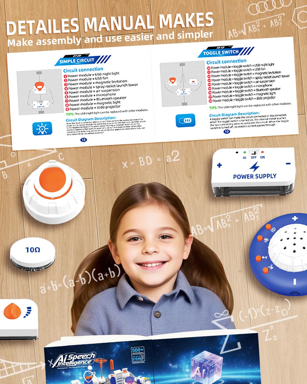 VLGOEM Science STEM Kit for Kids – 66 Pcs DIY Circuit Parts, 1,200+ Projects, Color Guide