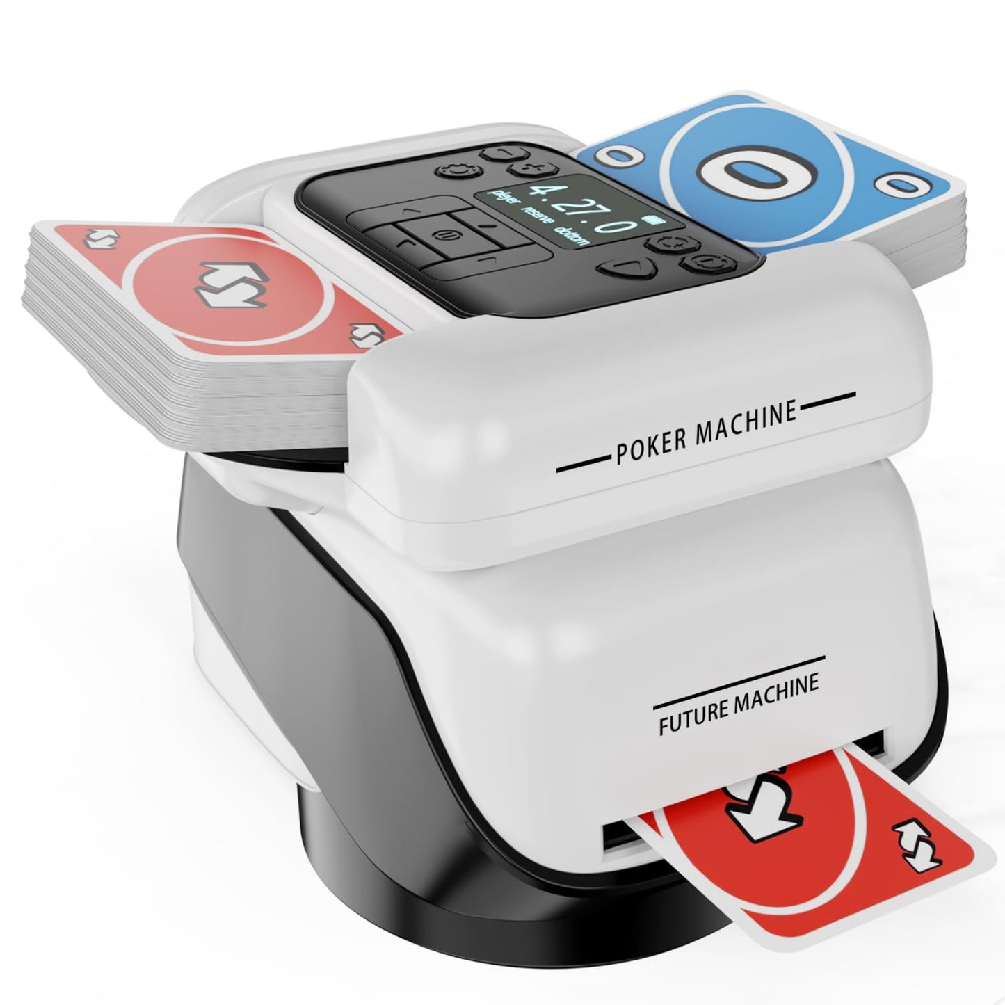 Vlkslasy 2-in-1 Automatic Card Shuffler & Dealer for 1-2 Decks, 4 Remotes, 8 Players, White