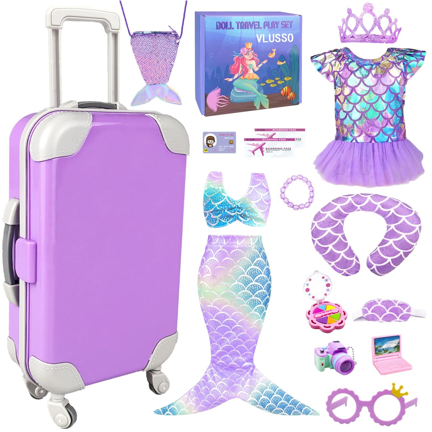 VLUSSO 18-Inch Doll Travel Case & Accessories Set