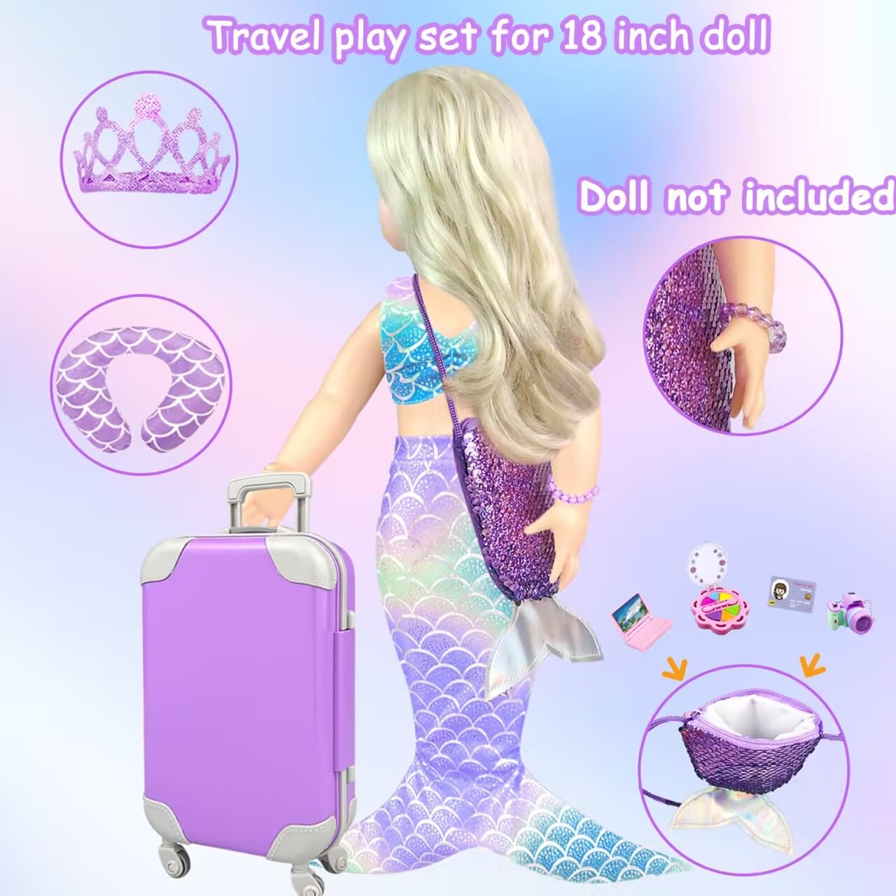 VLUSSO 18-Inch Doll Travel Case & Accessories Set