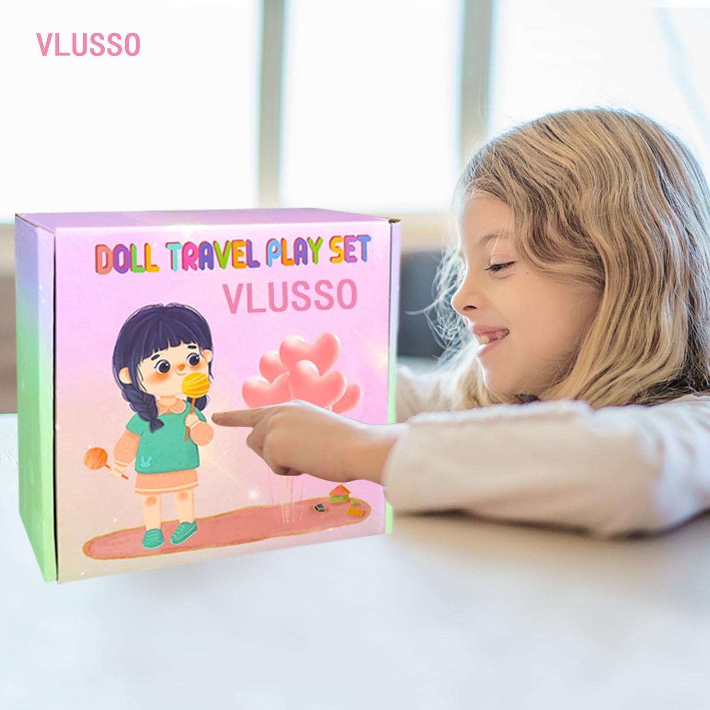 VLUSSO 19Pcs 18-Inch Doll Travel Accessories Case – Luggage Set with Clothes, Camera & Pillow