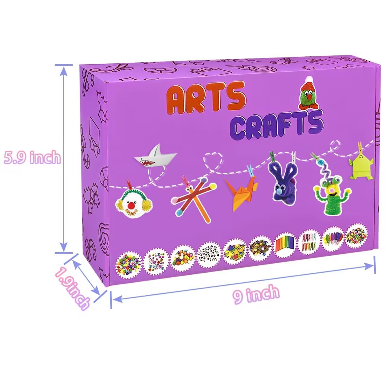 VLUSSO 2000-Pcs DIY Arts & Crafts Kit for Kids – All-in-One Craft Supplies for Ages 5-9
