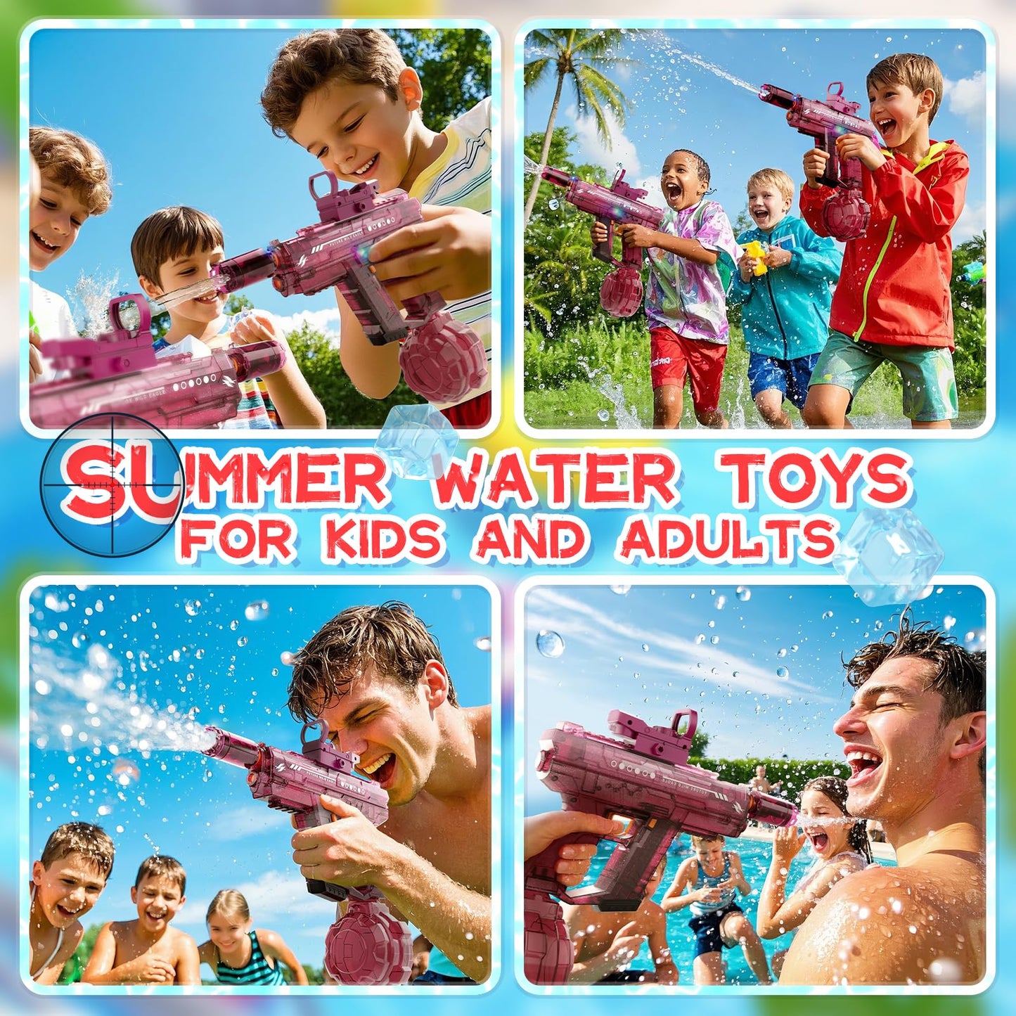 Vmiya Electric Water Gun 2 Pack – Light-Up, 800cc Tank, 26-33 ft Range