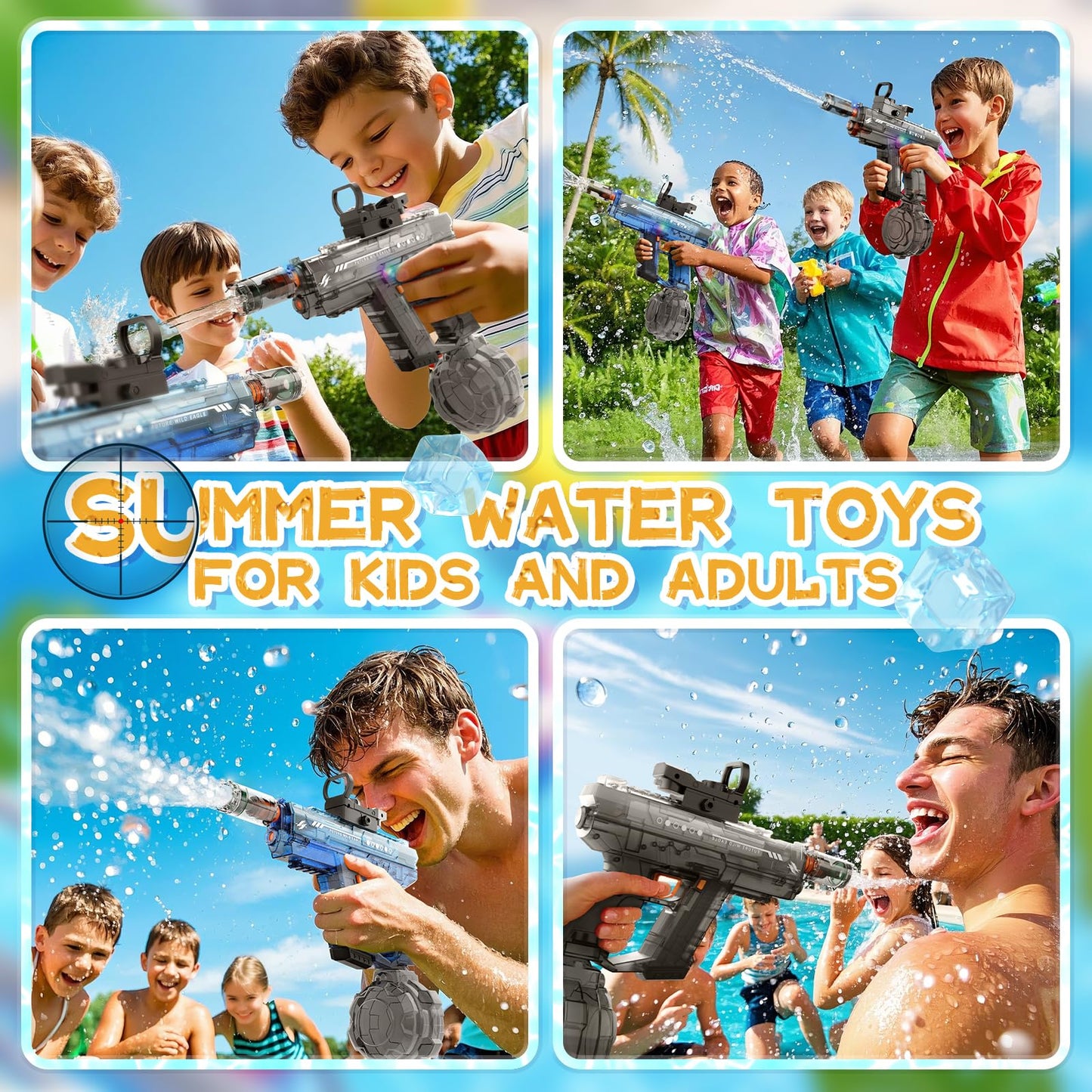 Vmiya Electric Water Gun 2 Pack – Light-Up Muzzle, 800cc Tanks, 26-33ft Range