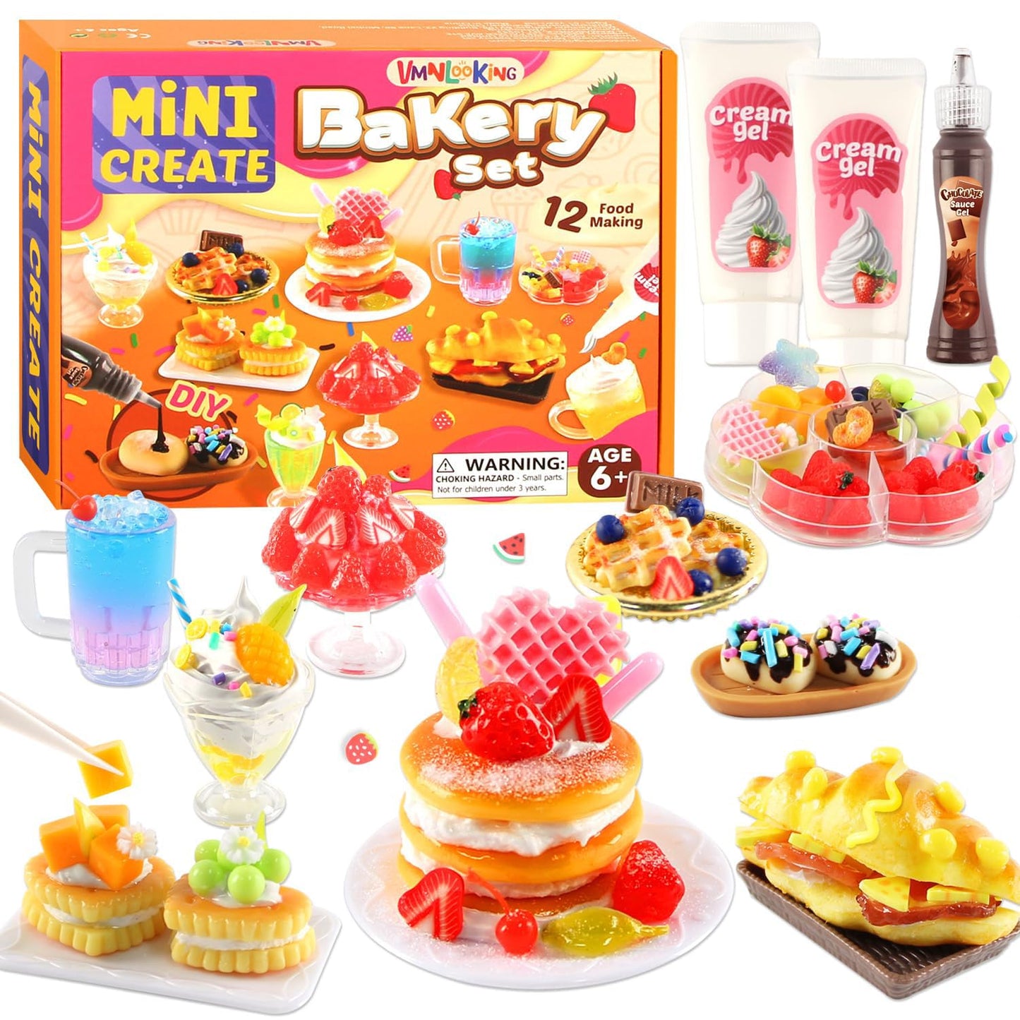 VMNlooking 12 Miniature Bakery Set – Not Edible DIY Mini Food Kit for Kids 6+