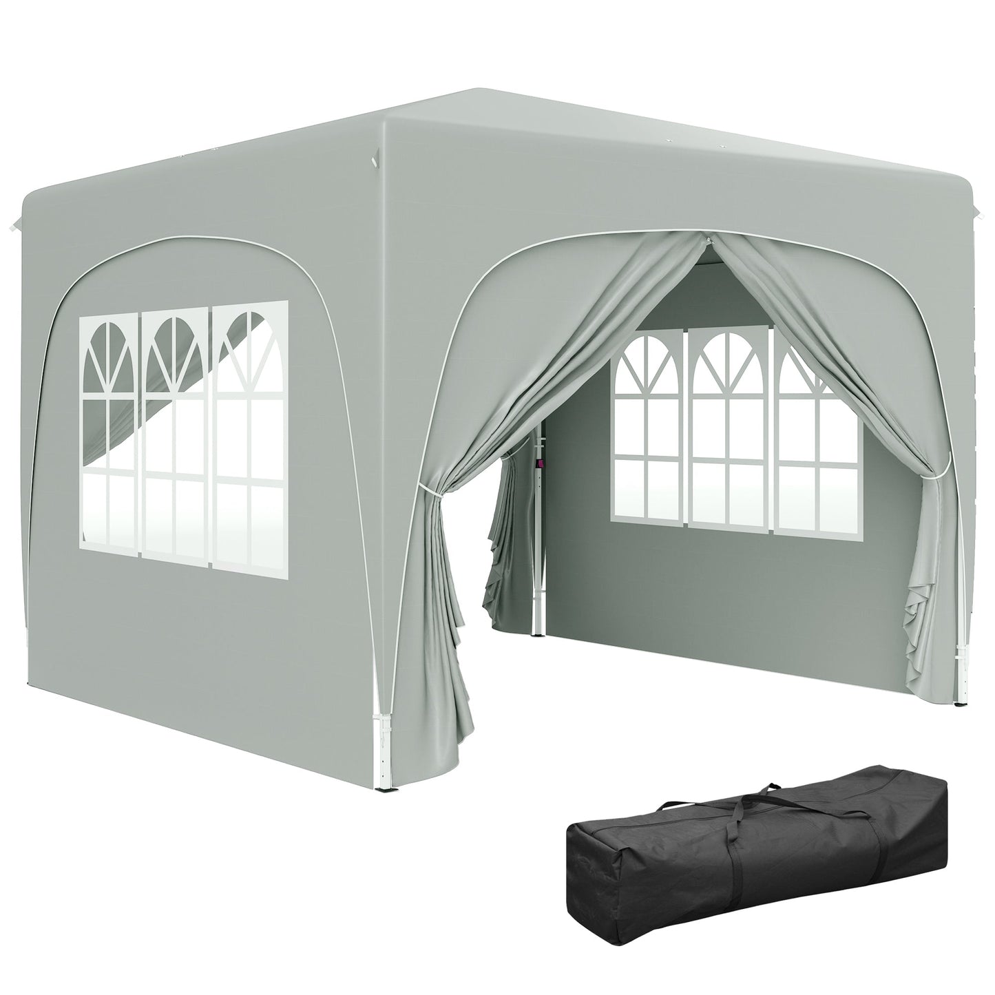 Outsunny 3 x 3(m) UPF50+ Pop Up Gazebo with Sides and Carry Bag