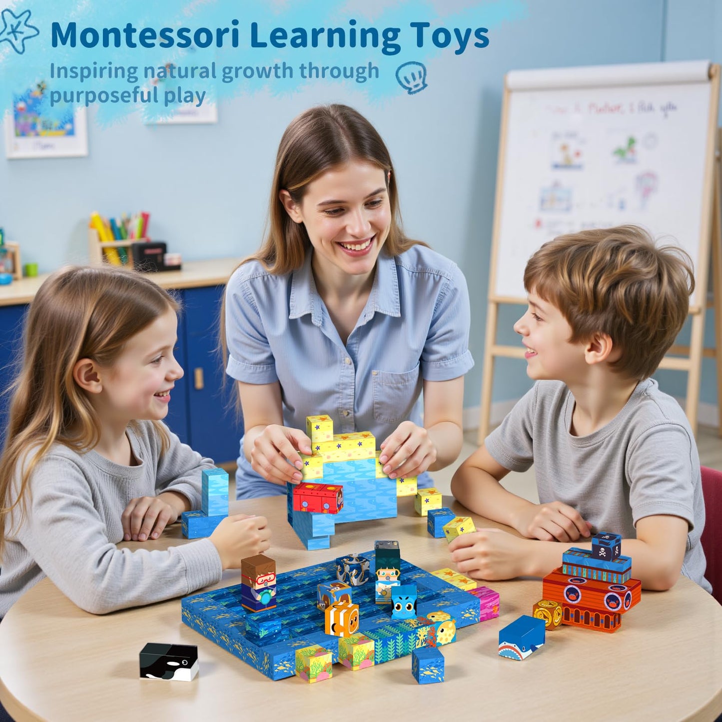 VNLINA Magnetic Building Blocks for Kids — 154 Pcs STEM Toy Set