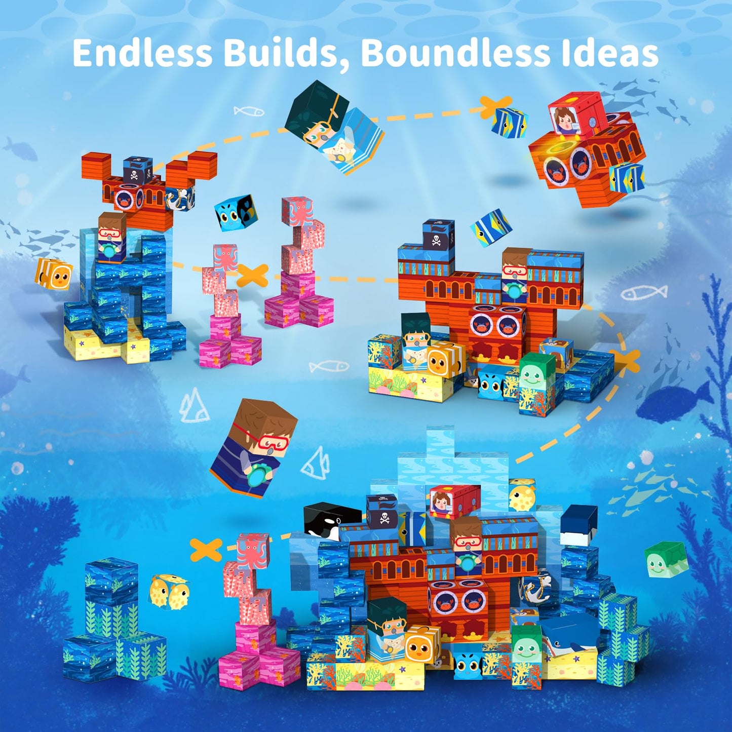 VNLINA Magnetic Building Blocks for Kids — 154 Pcs STEM Toy Set