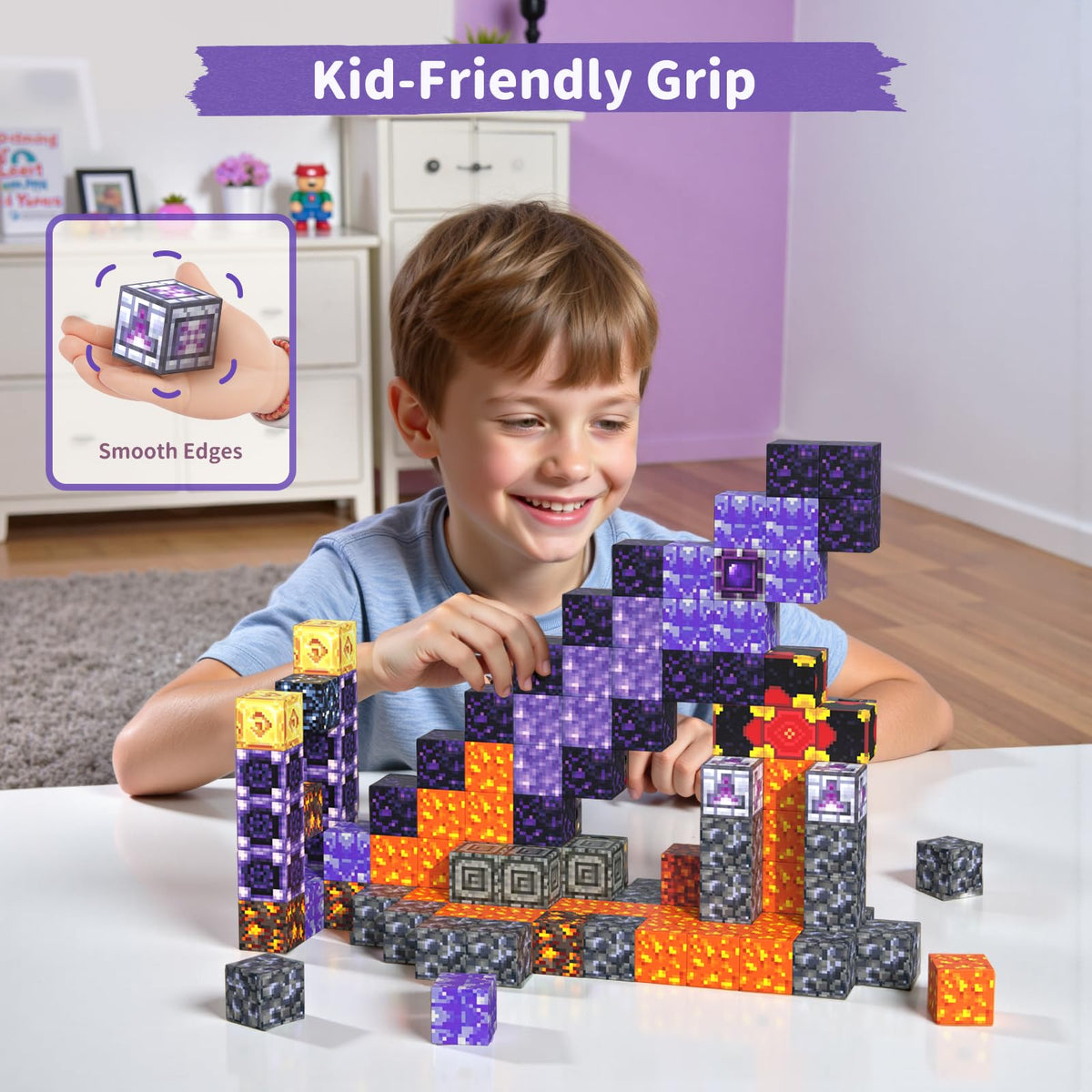 VNLINA 108PCS Magnetic Blocks Set – STEM Building Toys for Kids 3-12