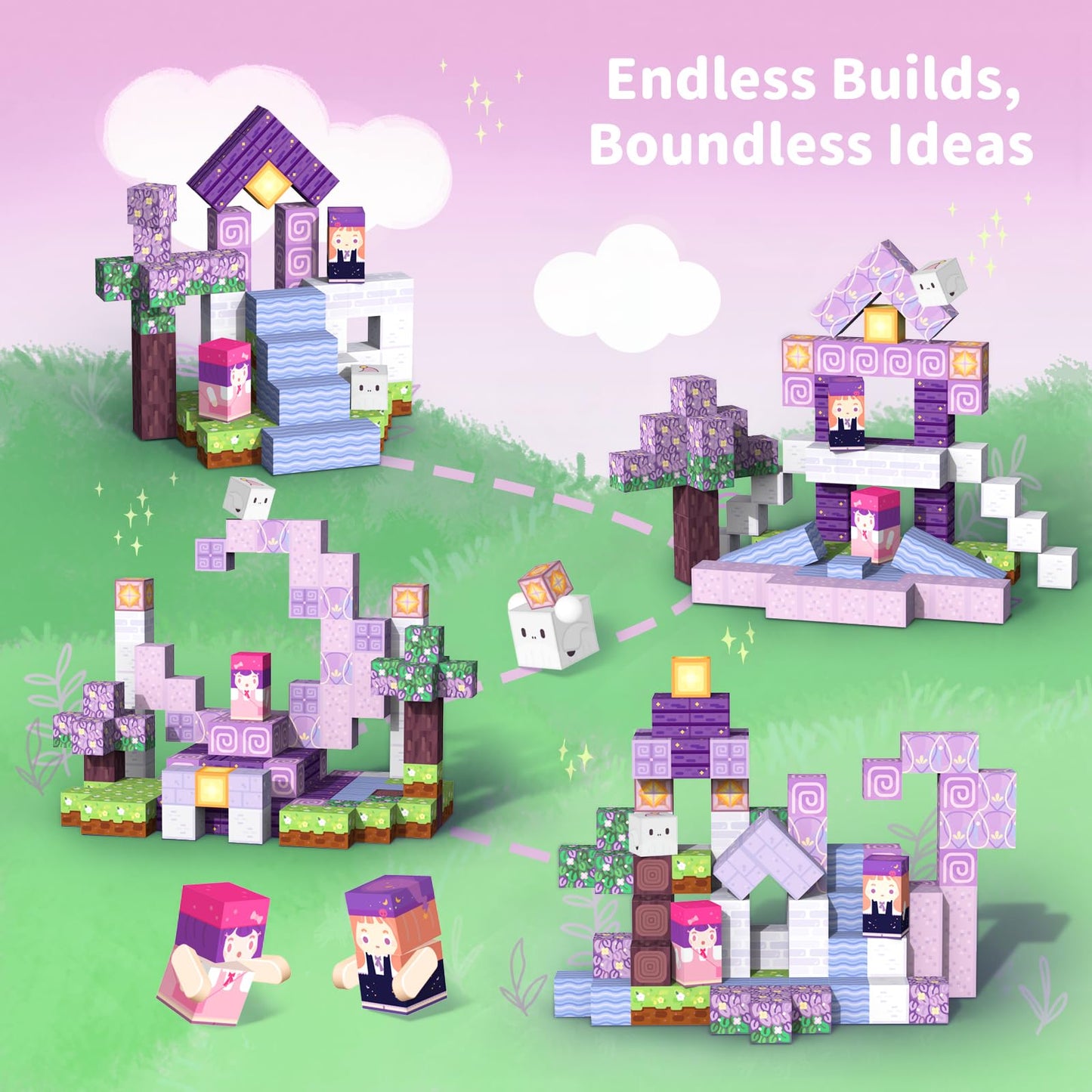 VNLINA Magnetic Blocks 120-Piece Castle Set – STEM & Creative Toy for Kids