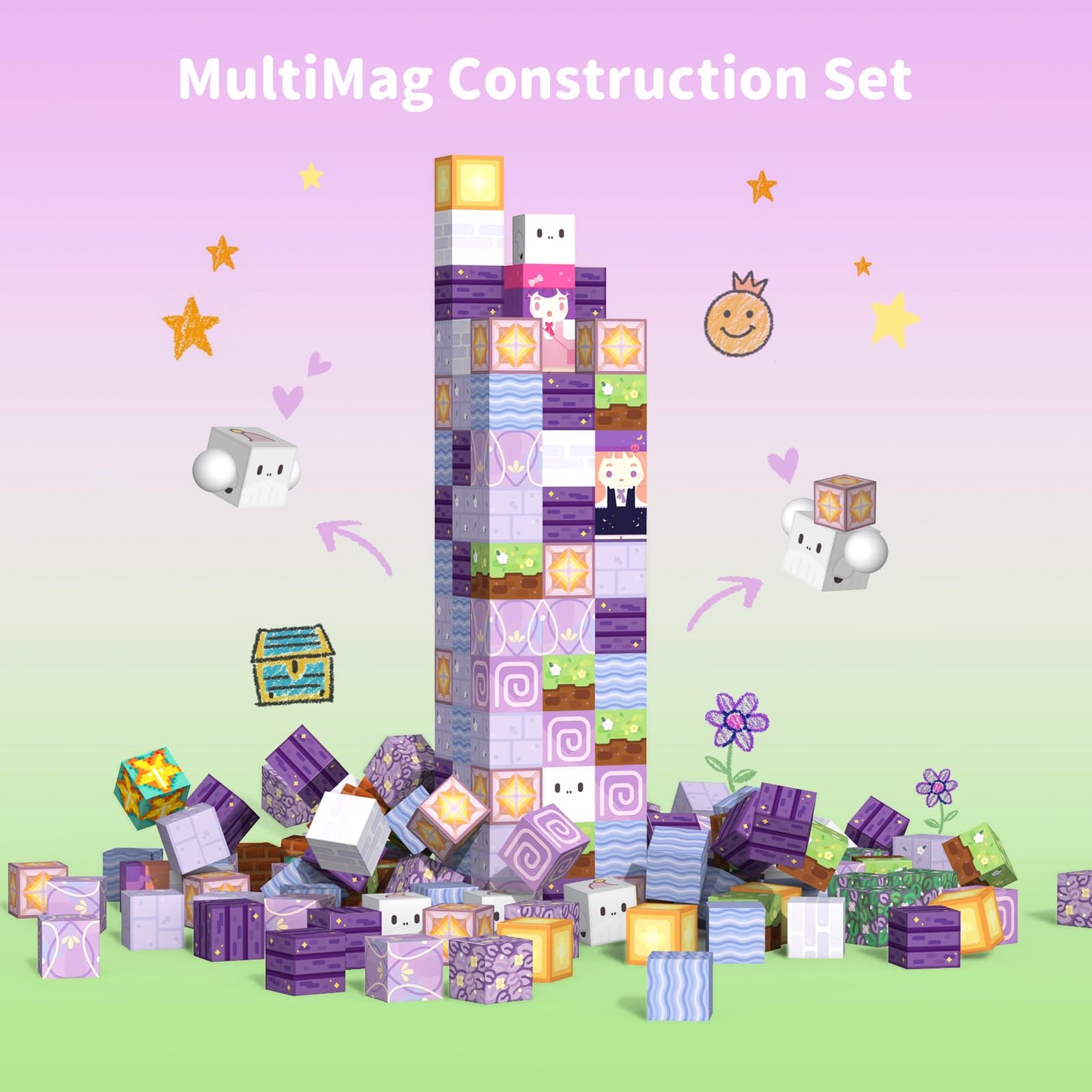 VNLINA Magnetic Blocks 120-Piece Castle Set – STEM & Creative Toy for Kids