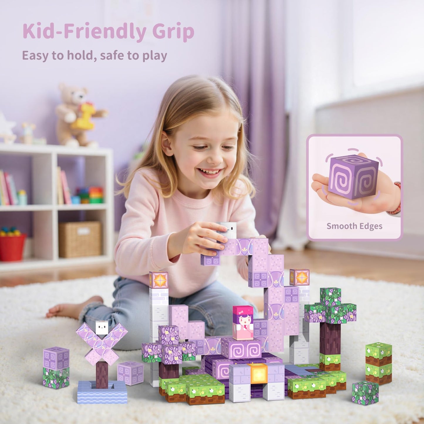 VNLINA Magnetic Blocks 120-Piece Castle Set – STEM & Creative Toy for Kids