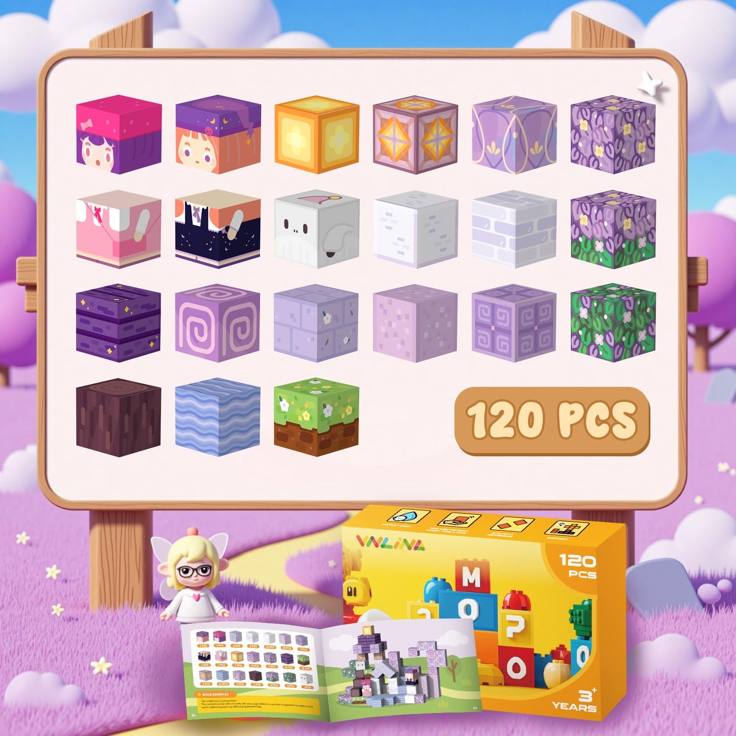 VNLINA Magnetic Blocks 120-Piece Castle Set – STEM & Creative Toy for Kids