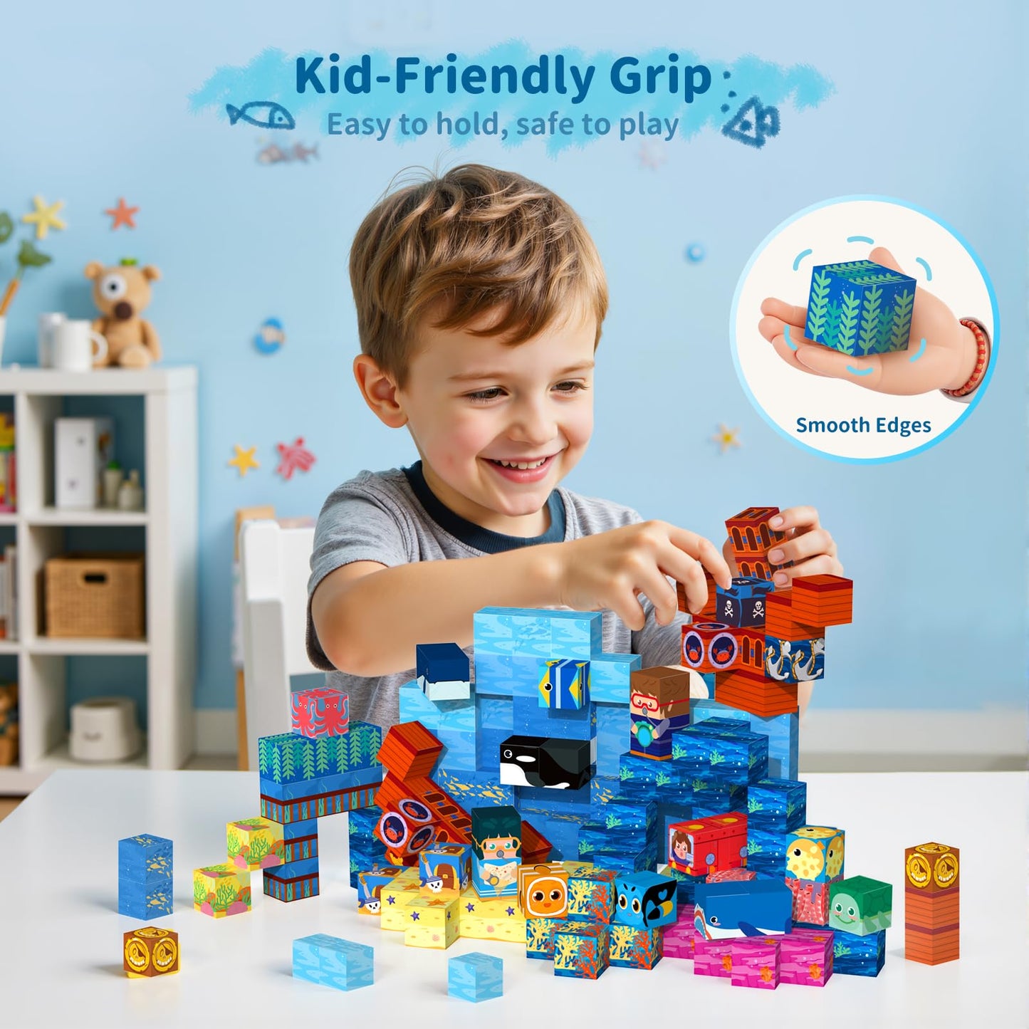 VNLINA Magnetic Building Blocks for Kids — 154 Pcs STEM Toy Set