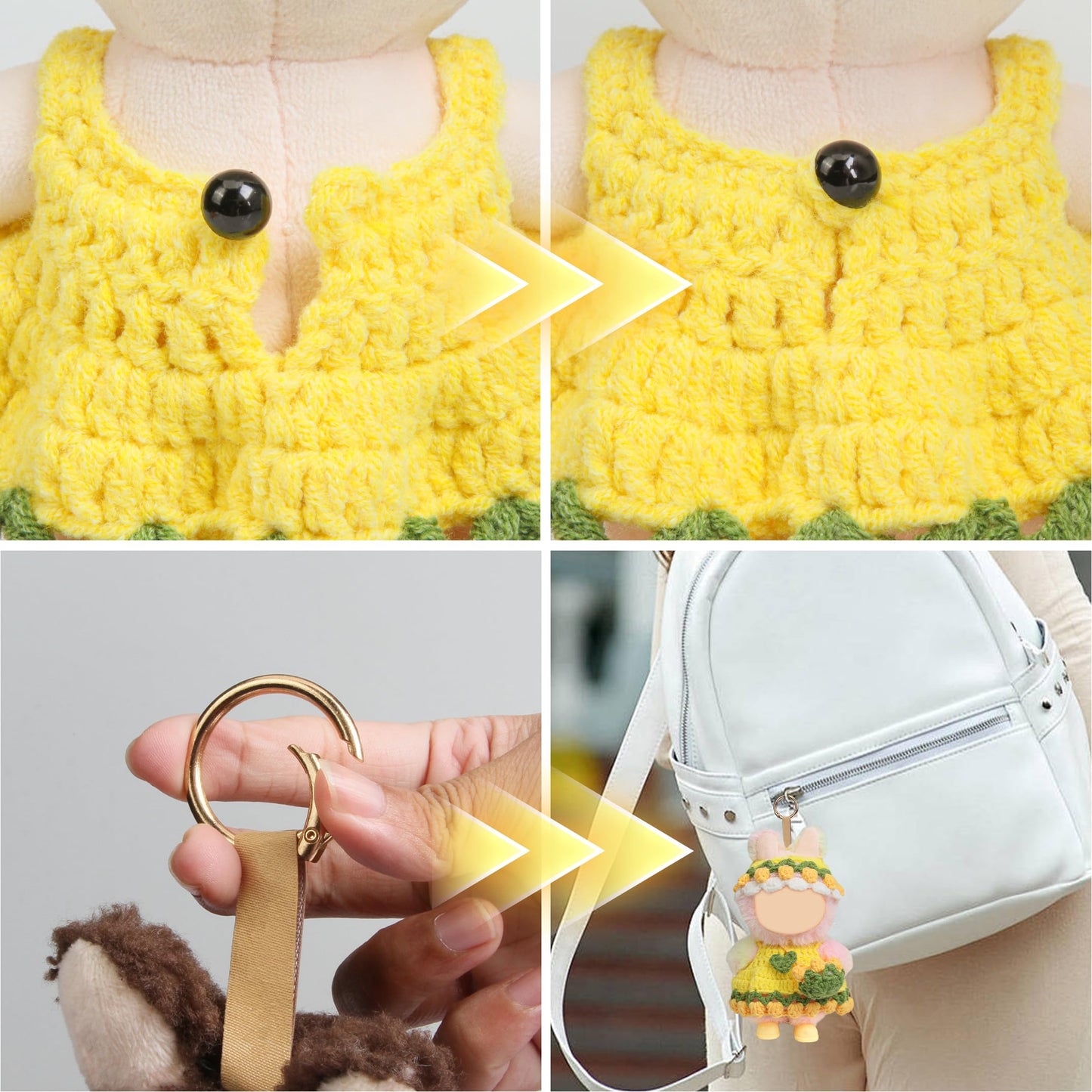 Voccim Handmade 17cm Doll Clothes Set – Woolen Tulip Dress, Flower Hat & Bag