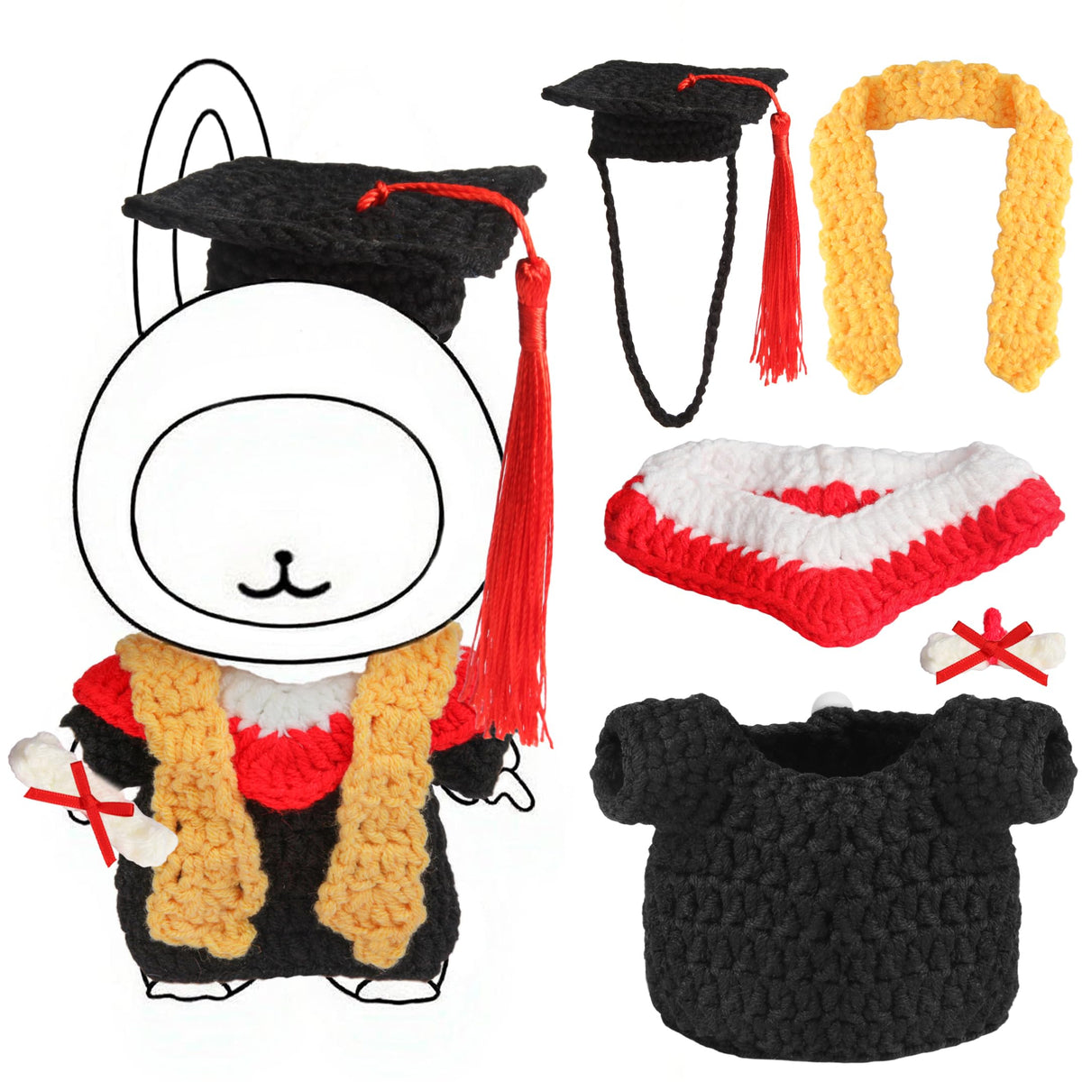 Voccim Handmade 17cm Doll Graduation Gown Set – Premium Crochet Outfit & Accessories