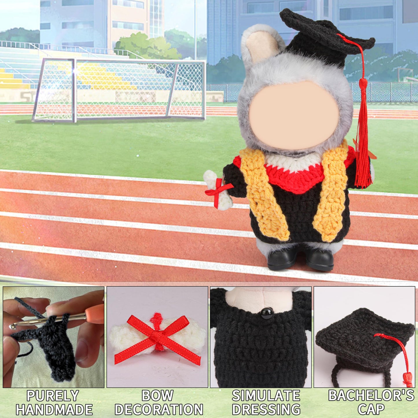 Voccim Handmade 17cm Doll Graduation Gown Set – Premium Crochet Outfit & Accessories
