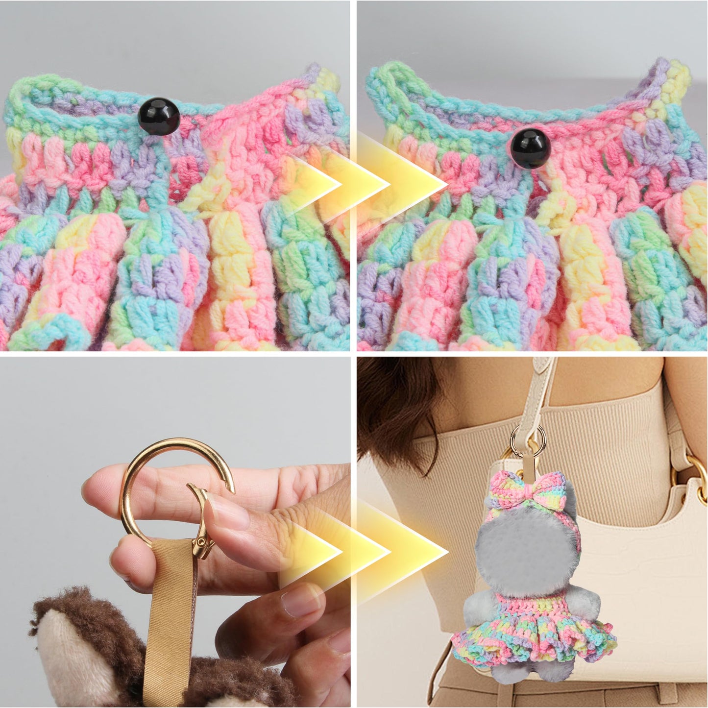 Voccim Handmade Crochet Doll Clothes – Iridescent Halter Dress & Headband for 15cm & 17cm Dolls