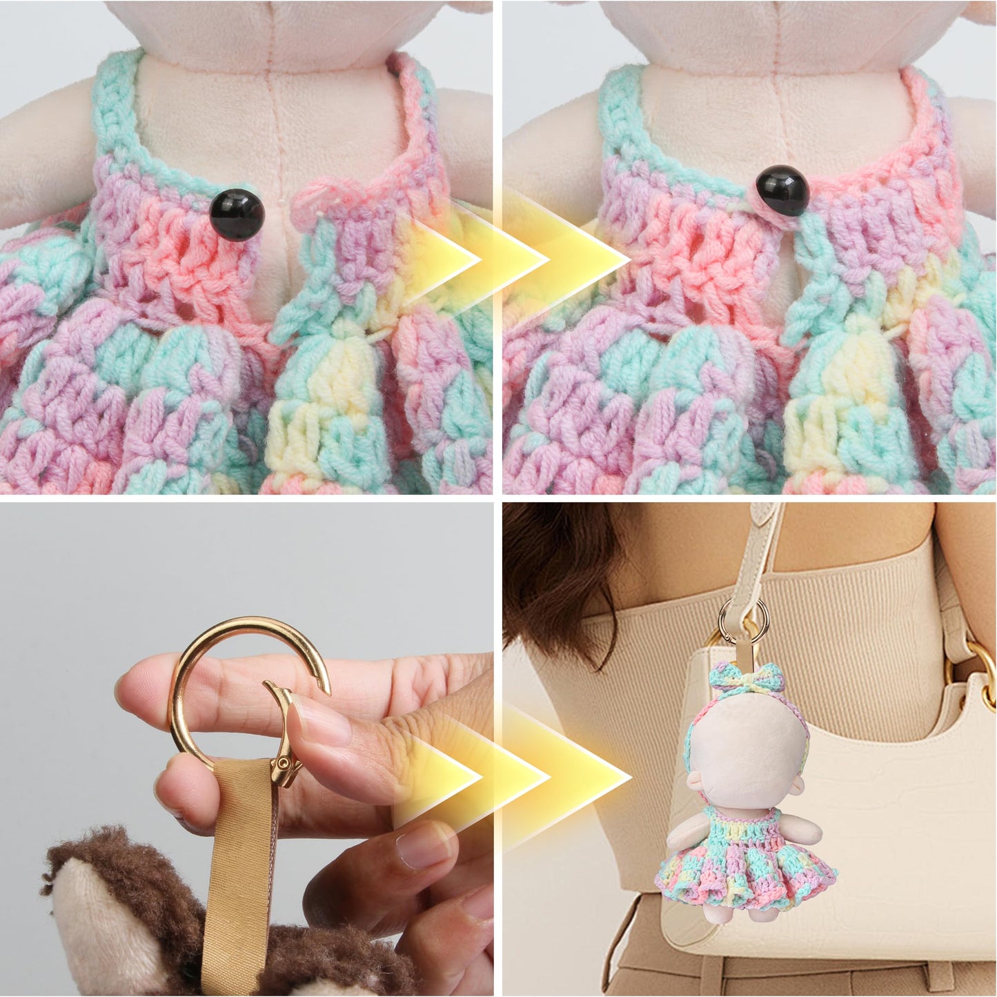 Voccim Handmade Crochet Doll Clothes for 15/17cm Dolls – Macaron Dress & Headband