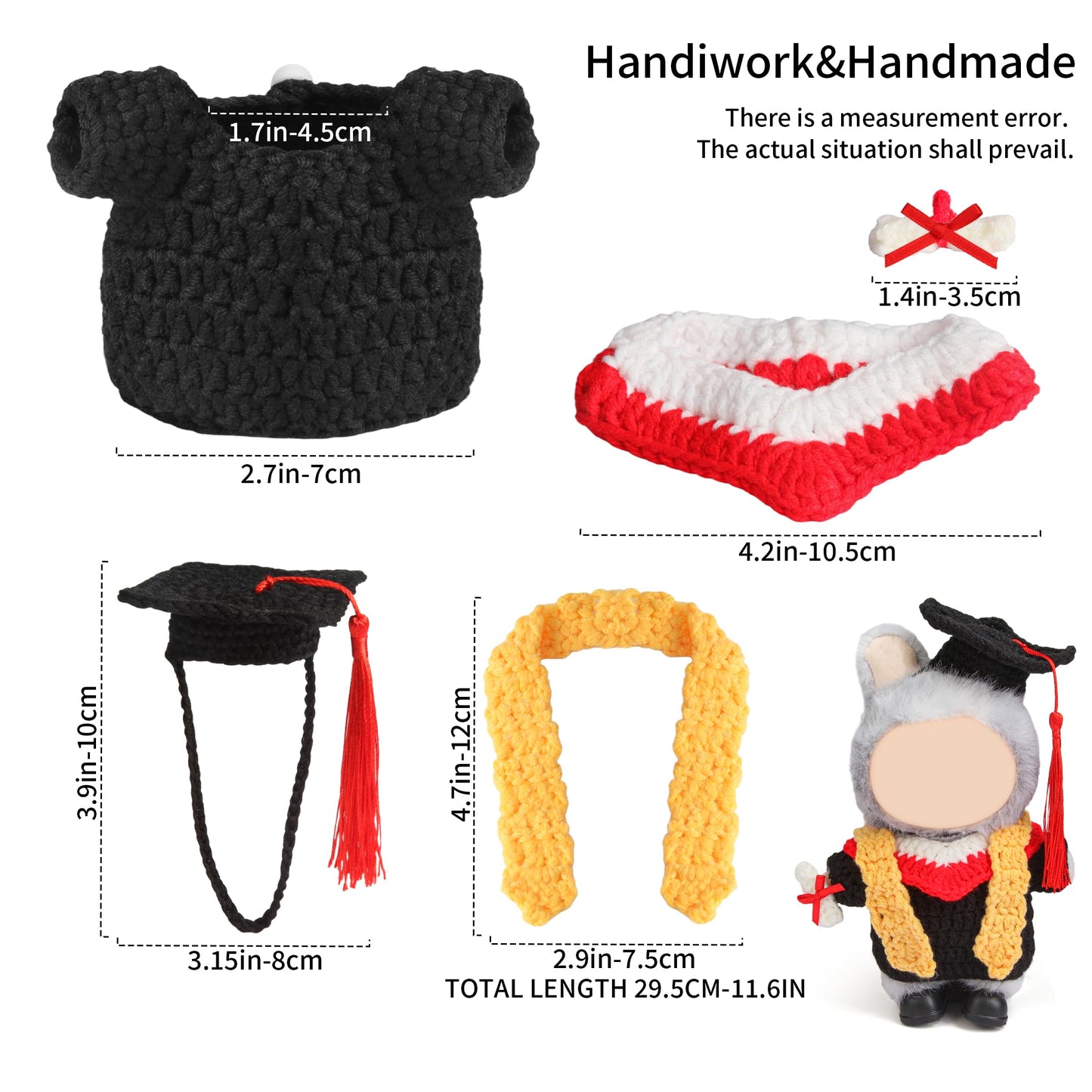 Voccim Handmade 17cm Doll Graduation Gown Set – Premium Crochet Outfit & Accessories