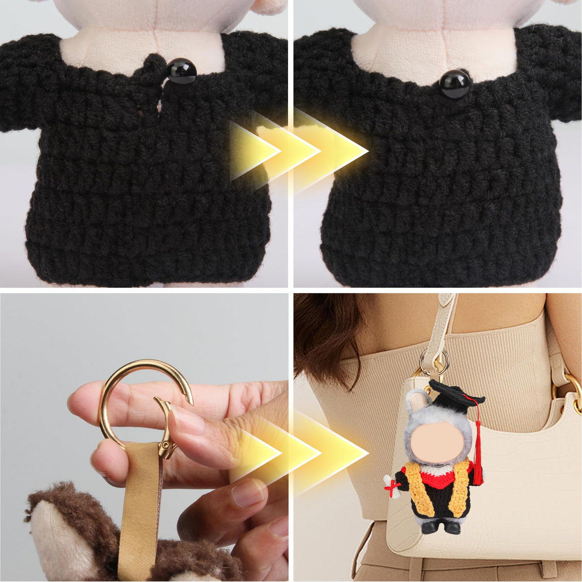 Voccim Handmade 17cm Doll Graduation Gown Set – Premium Crochet Outfit & Accessories