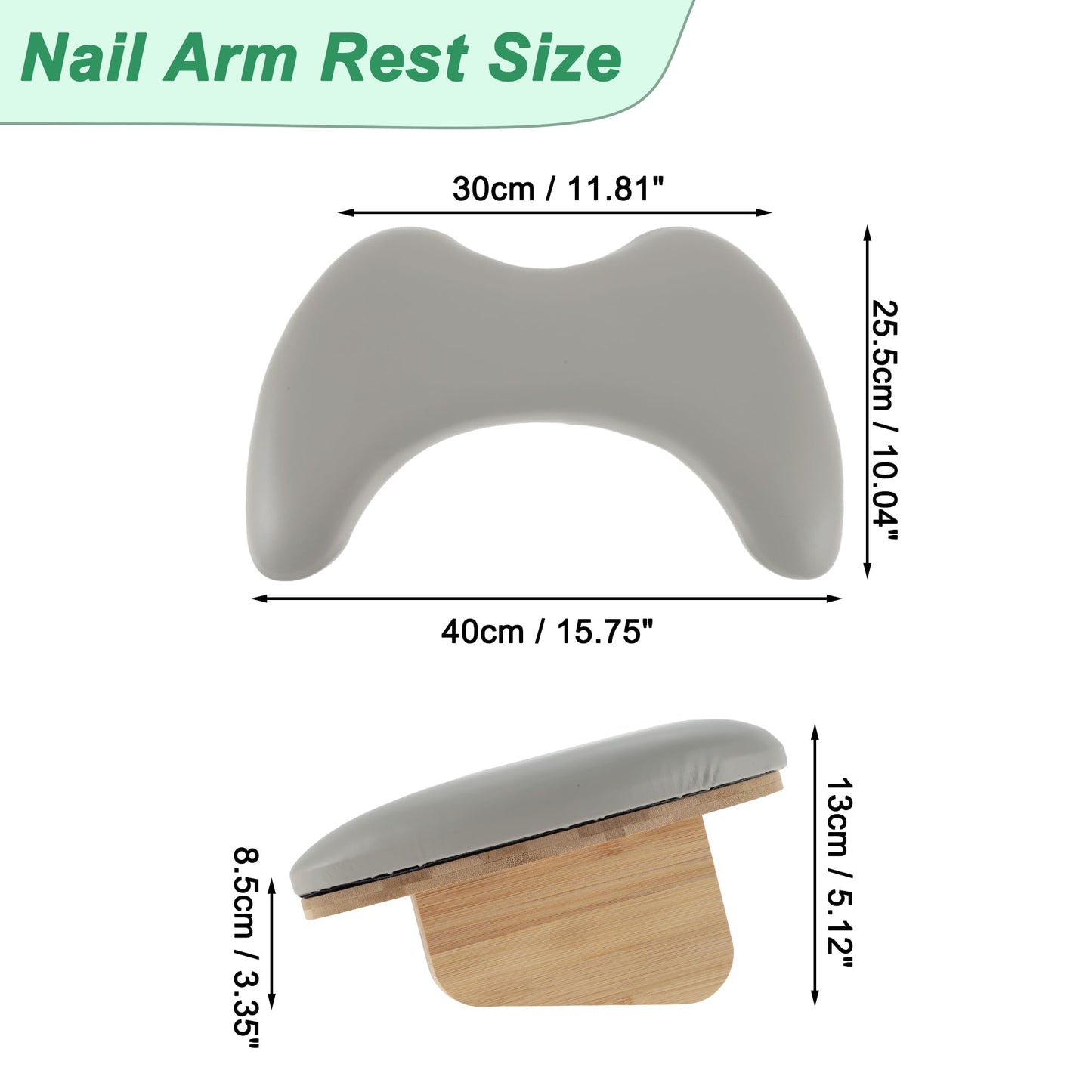 VOCOSTE Arm Rest for Nails Tech | U-Shaped Nail Hand Rest with Detachable Brackets – Gray