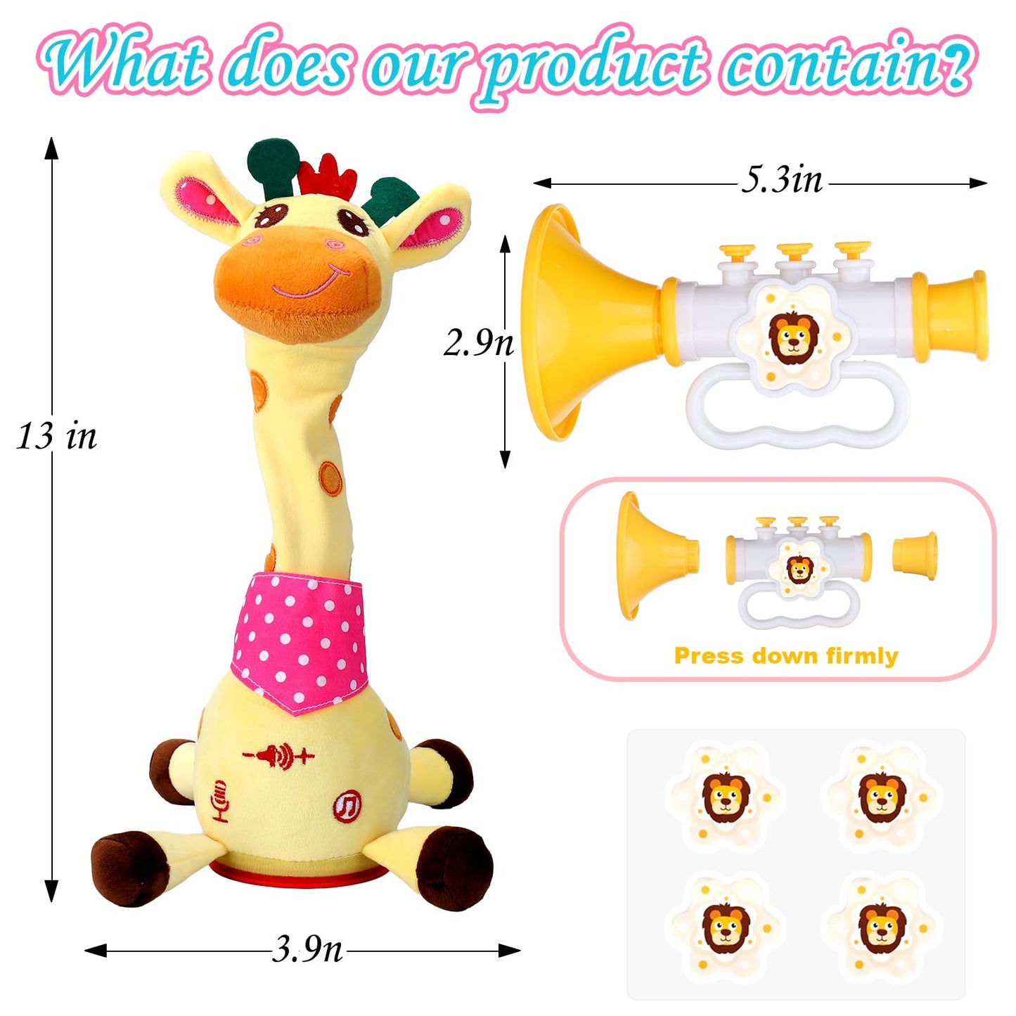 Vodolo Talking Singing Dancing Giraffe Toy — 60 Songs, Rechargeable Plush Baby Toy