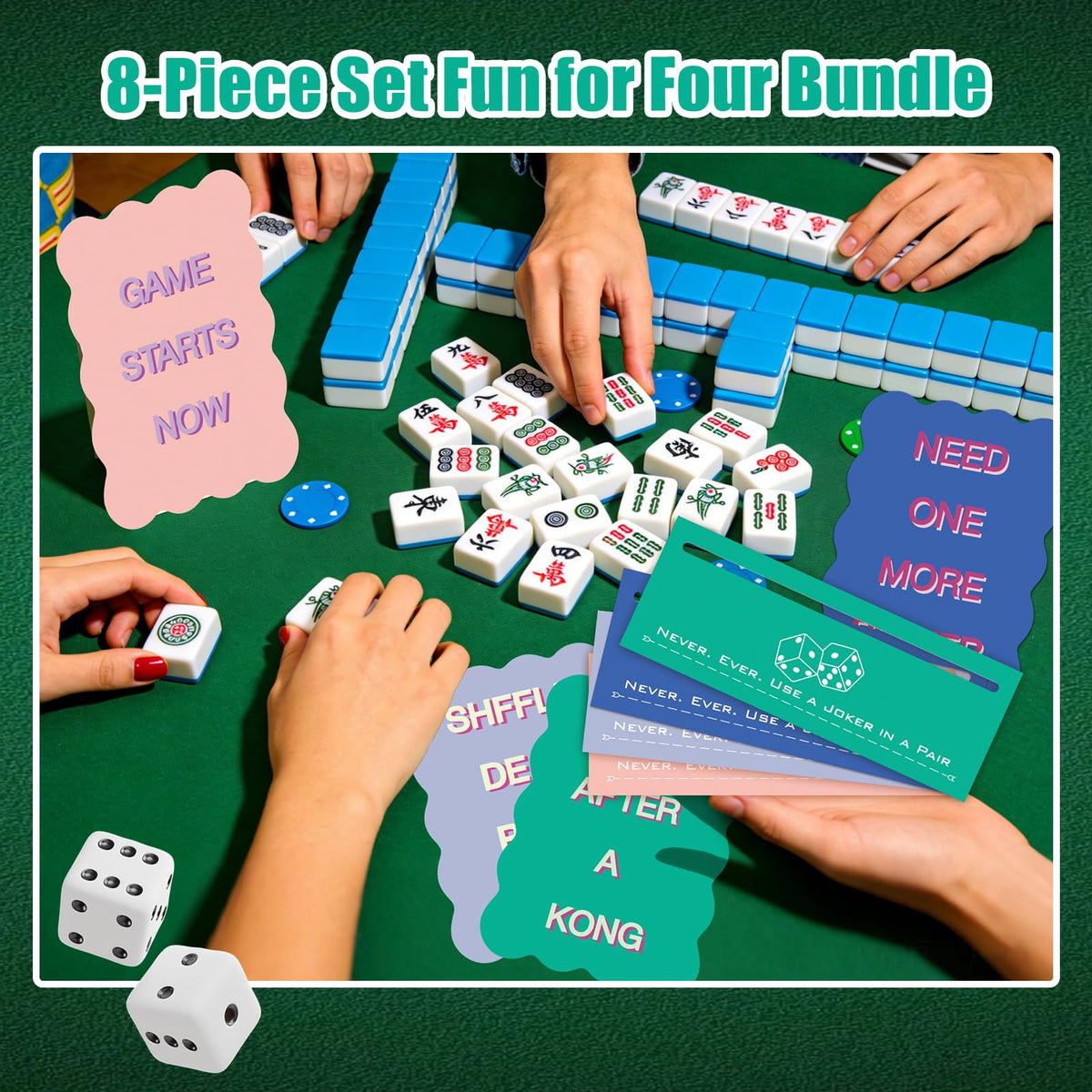 Vodolo 4 Pcs Mahjong Shufflers & 4 Pcs Line Finder | Thickened PVC Accessories for Travel, Parties, and Games