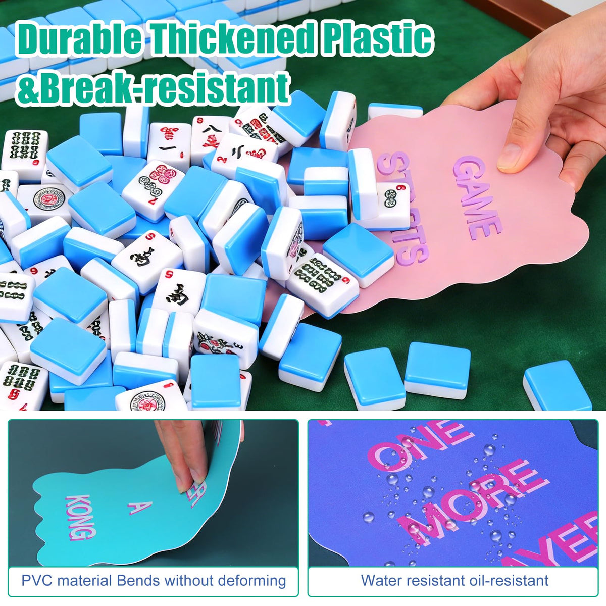 Vodolo 4 Pcs Mahjong Shufflers & 4 Pcs Line Finder | Thickened PVC Accessories for Travel, Parties, and Games