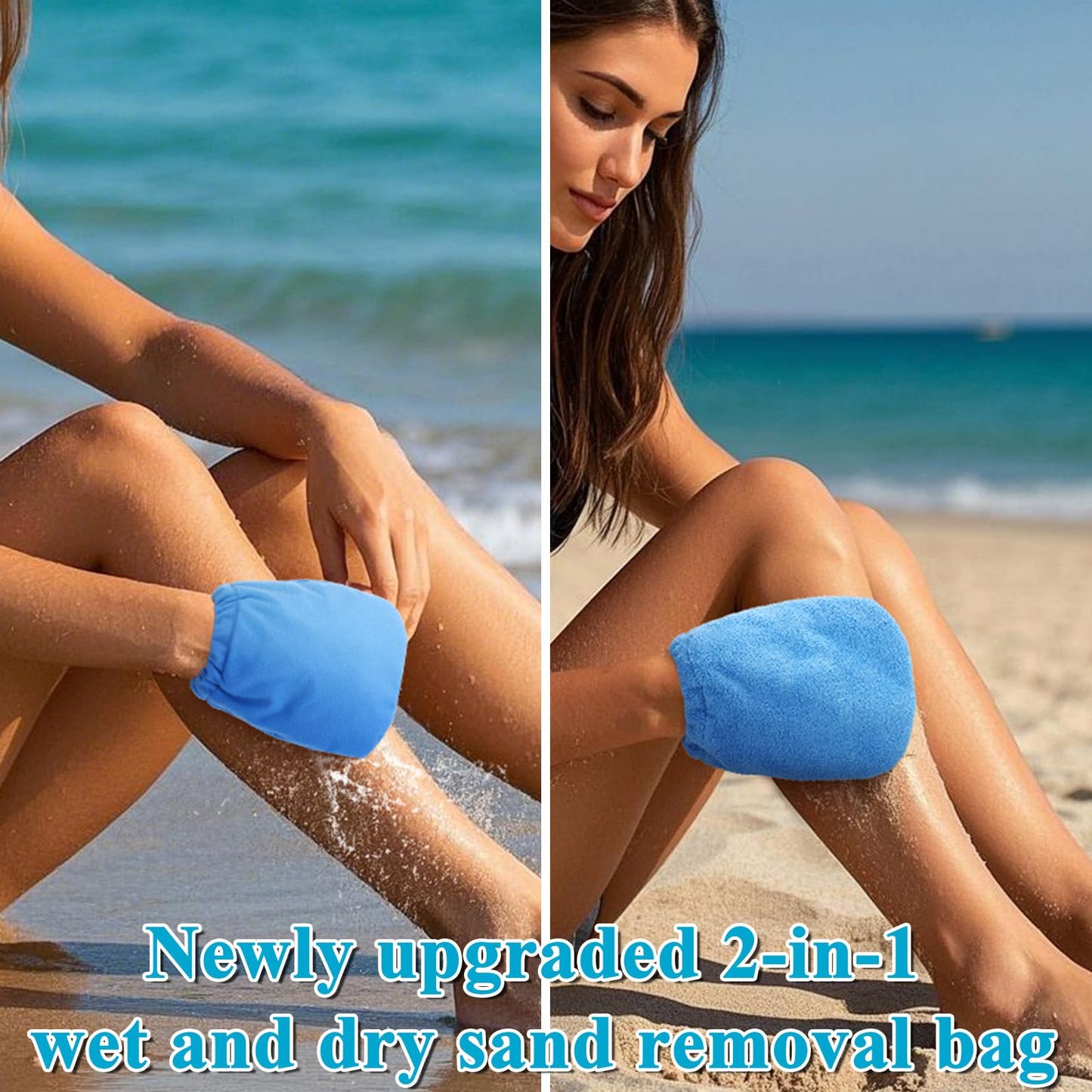 Vodolo 2 in 1 Sand Remover Bag & Mitts — Beach Sand Cleanup for Kids & Adults (2 Pcs)