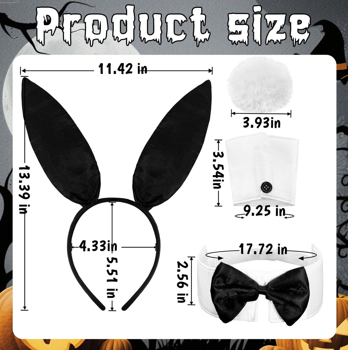 Voiiake Bunny Ears Headband, Bow Tie, Cuffs & Tail – Women’s Halloween Accessories