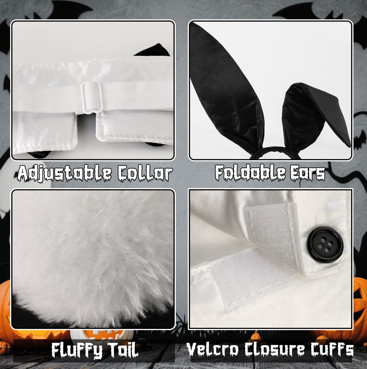 Voiiake Bunny Ears Headband, Bow Tie, Cuffs & Tail – Women’s Halloween Accessories