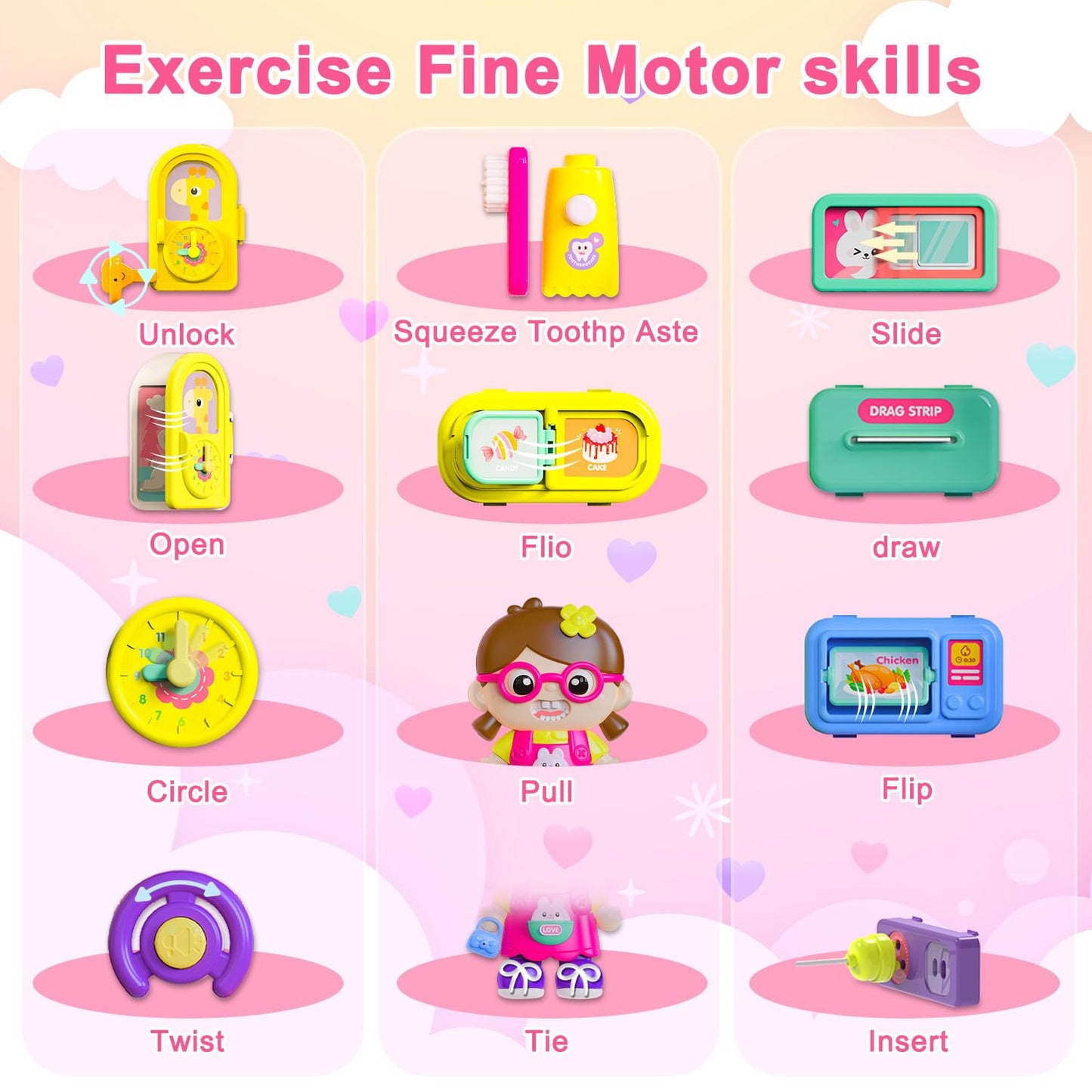 VOILBTOY Busy Board for Toddlers 1-3 – Musical & Bilingual Learning Toy