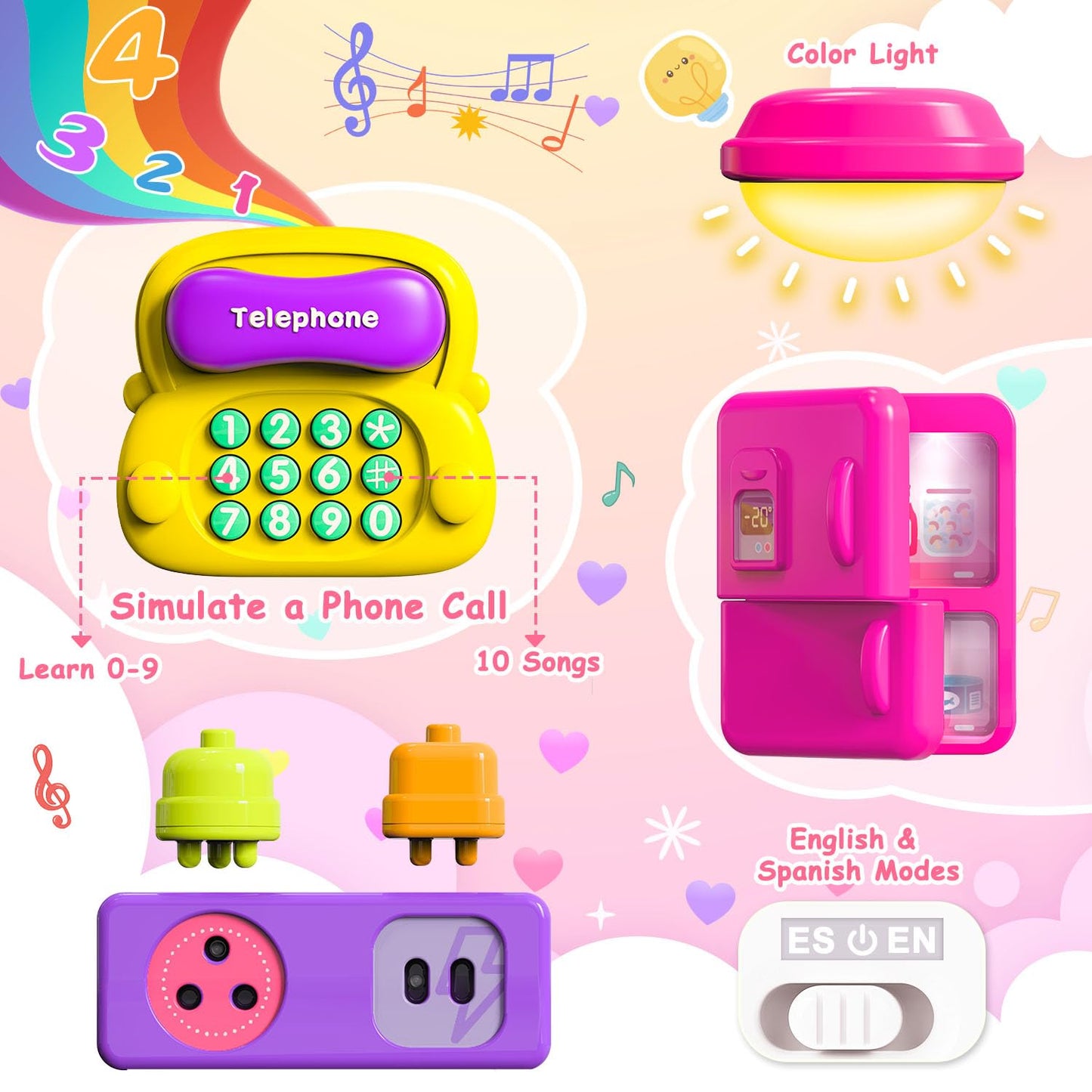 VOILBTOY Busy Board for Toddlers 1-3 – Musical & Bilingual Learning Toy