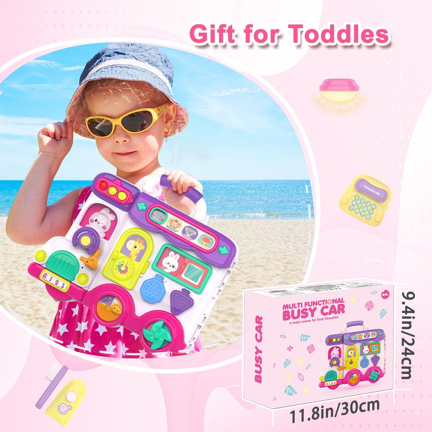 VOILBTOY Busy Board for Toddlers 1-3 – Musical & Bilingual Learning Toy