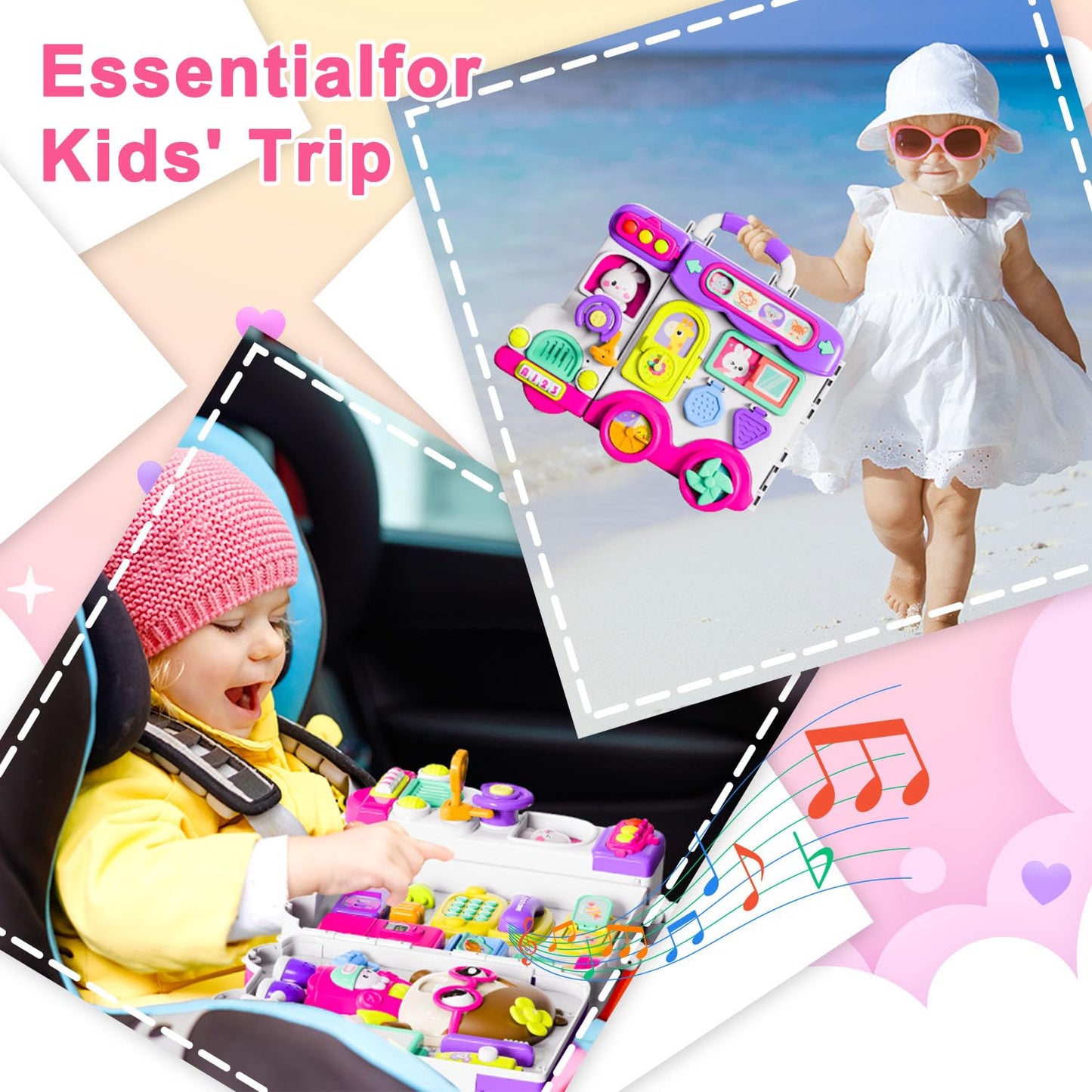 VOILBTOY Busy Board for Toddlers 1-3 – Musical & Bilingual Learning Toy