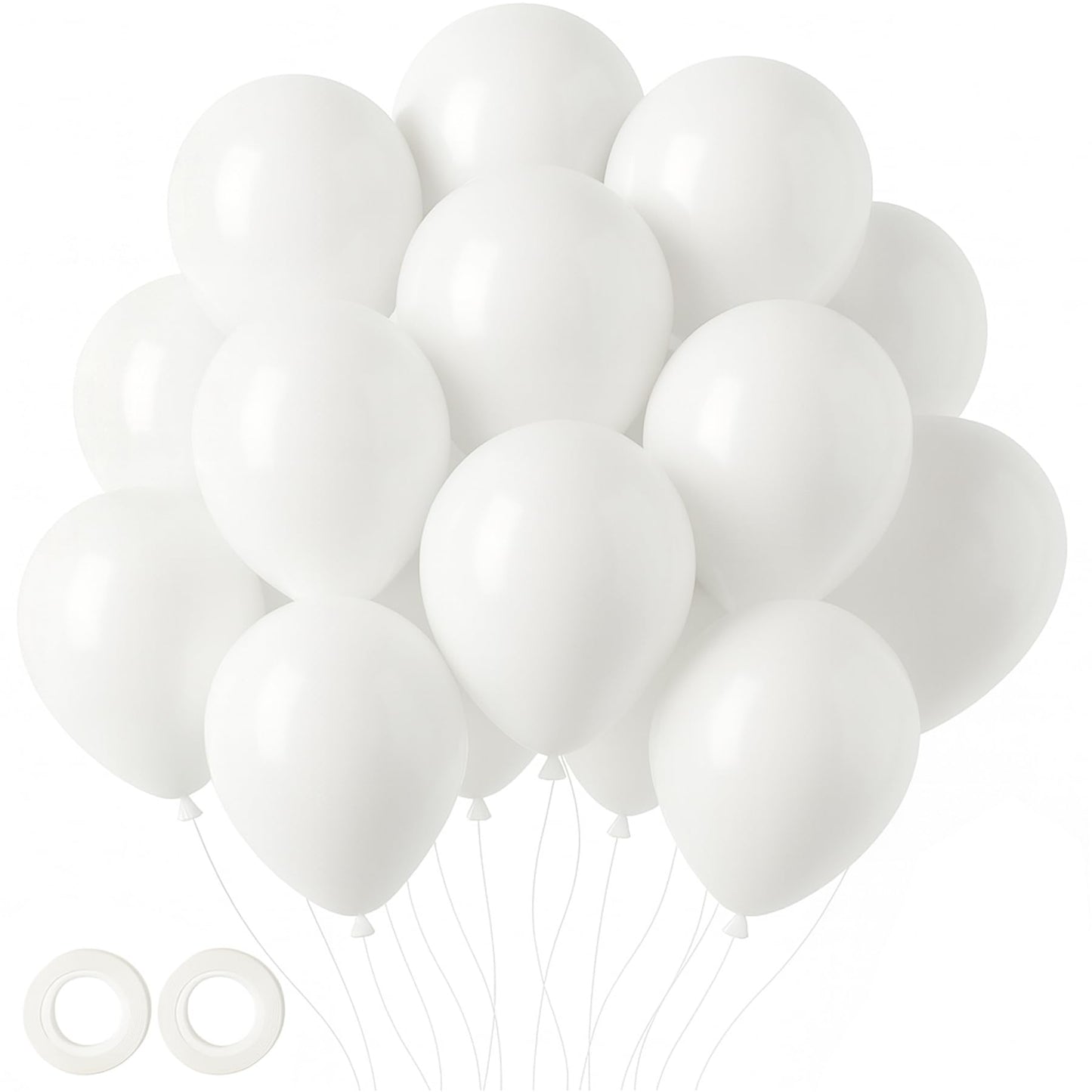 Voircoloria 105pcs White Balloons, 12inch Party Balloons for Birthday, Baby Shower, Graduation, Wedding