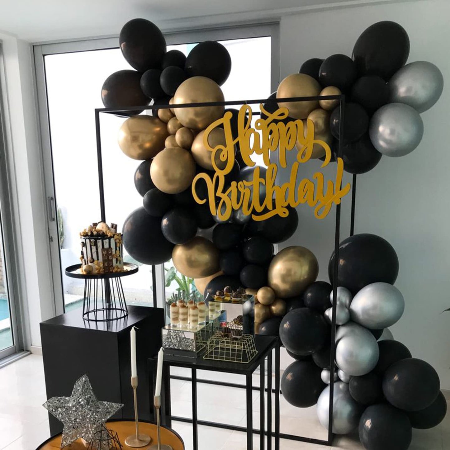 Voircoloria 130pcs Black Balloons Set – 5, 10, 12 & 18 Inch Latex Party Balloons