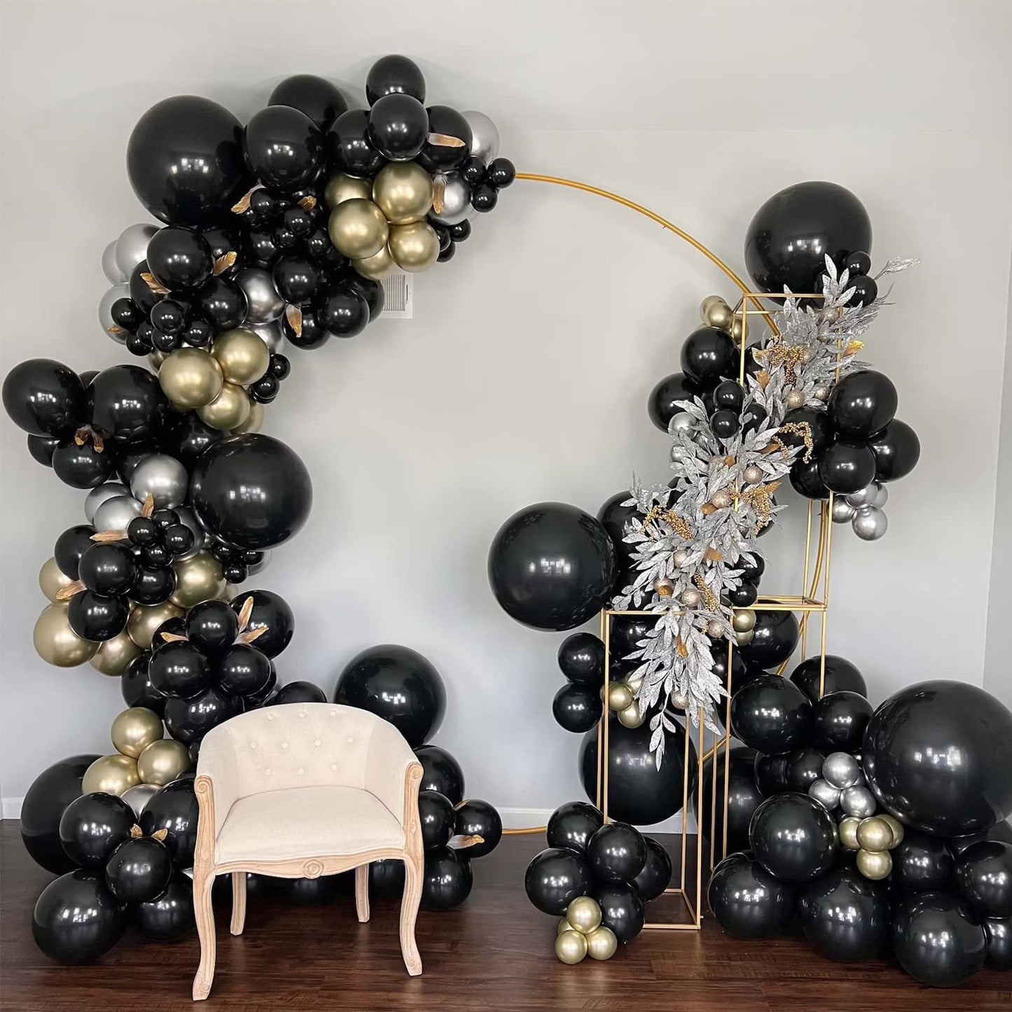 Voircoloria 130pcs Black Balloons Set – 5, 10, 12 & 18 Inch Latex Party Balloons