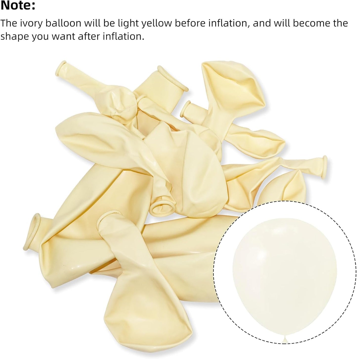 Voircoloria 105pcs Ivory Balloons – Premium Matte Latex for All Celebrations