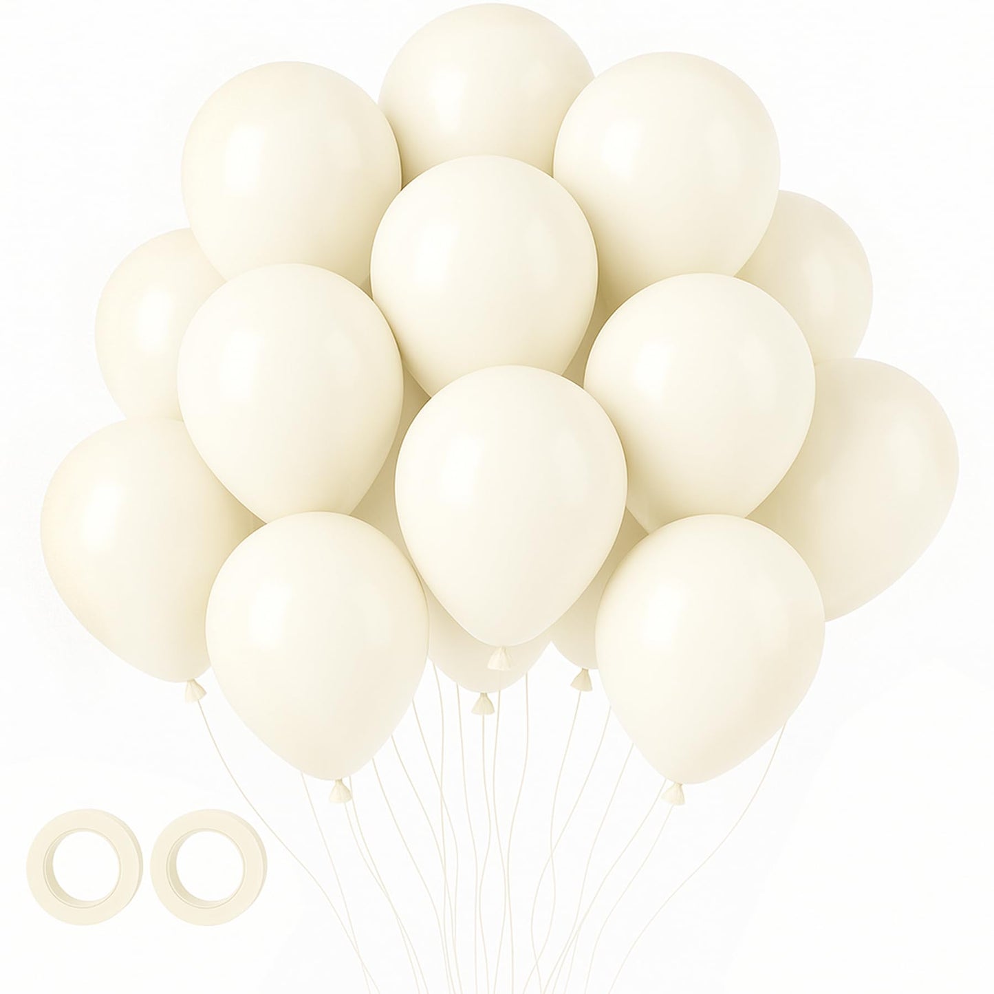 Voircoloria 105pcs Ivory Balloons – Premium Matte Latex for All Celebrations
