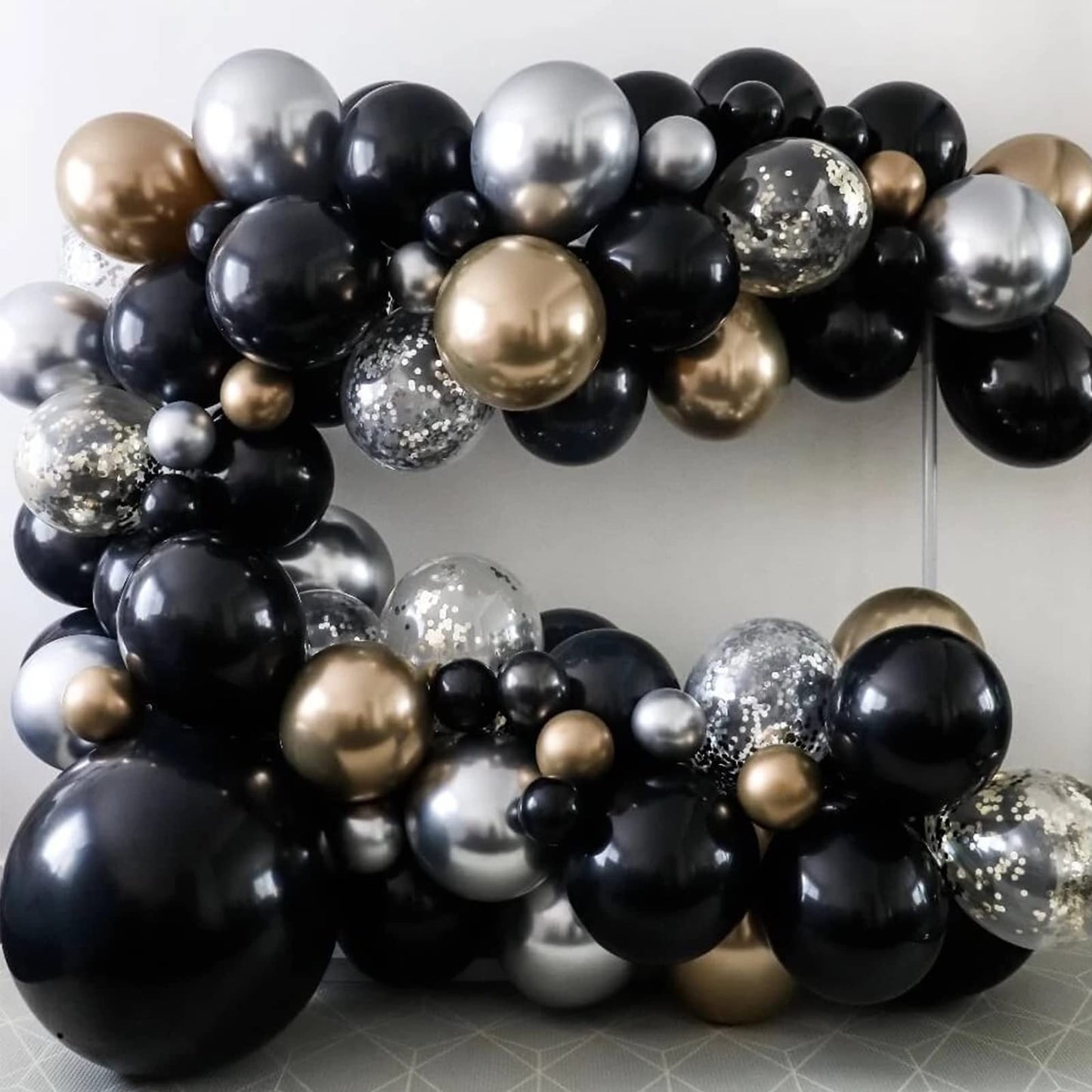 Voircoloria 130pcs Black Balloons Set – 5, 10, 12 & 18 Inch Latex Party Balloons