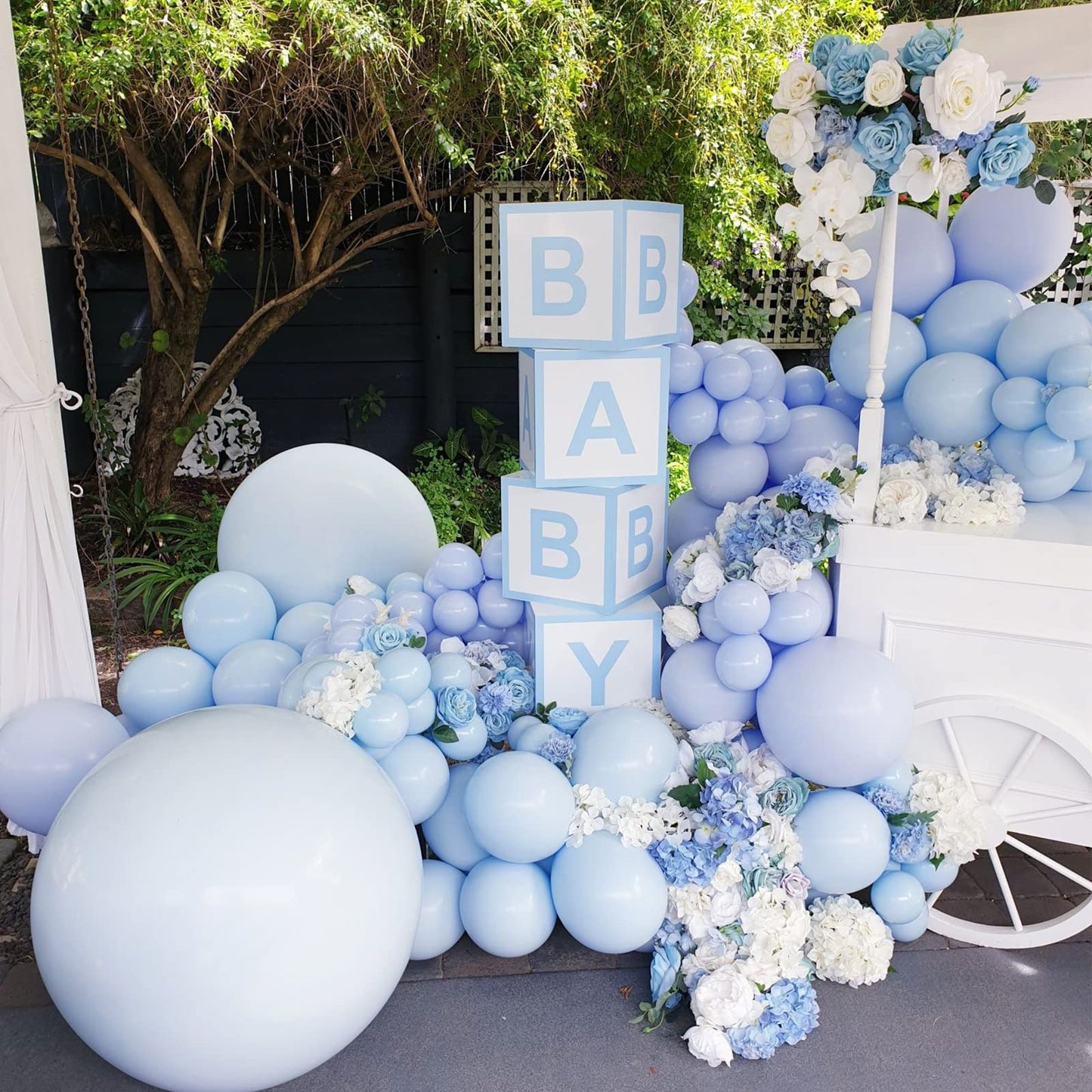 Voircoloria 130pcs Light Blue Balloons – 18in, 12in, 10in, 5in Baby Blue Party Decorations