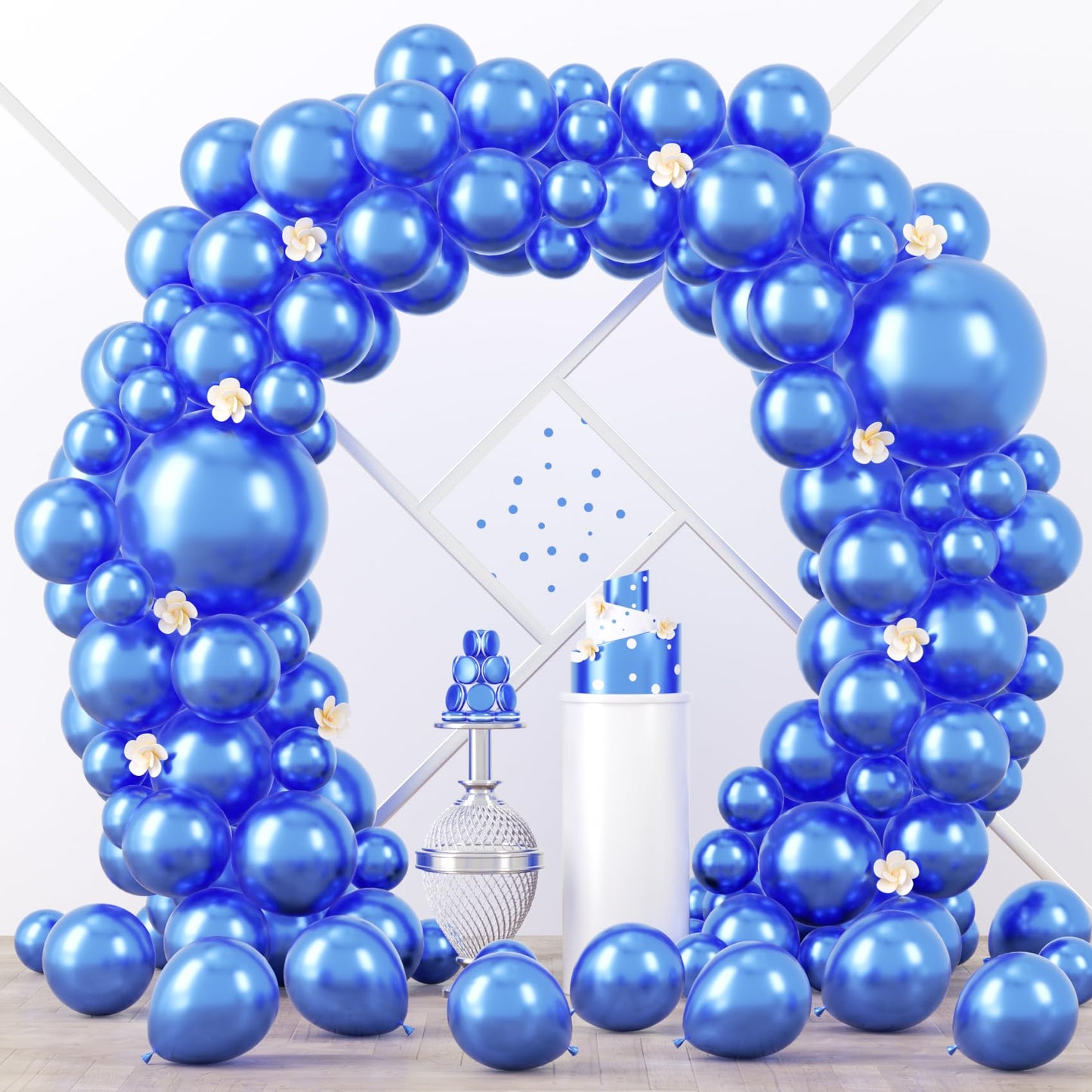 Voircoloria 90-Pack Metcllic Blue Balloon Garland Kit – 18/12/10/5 Inch for Weddings, Graduations & Parties