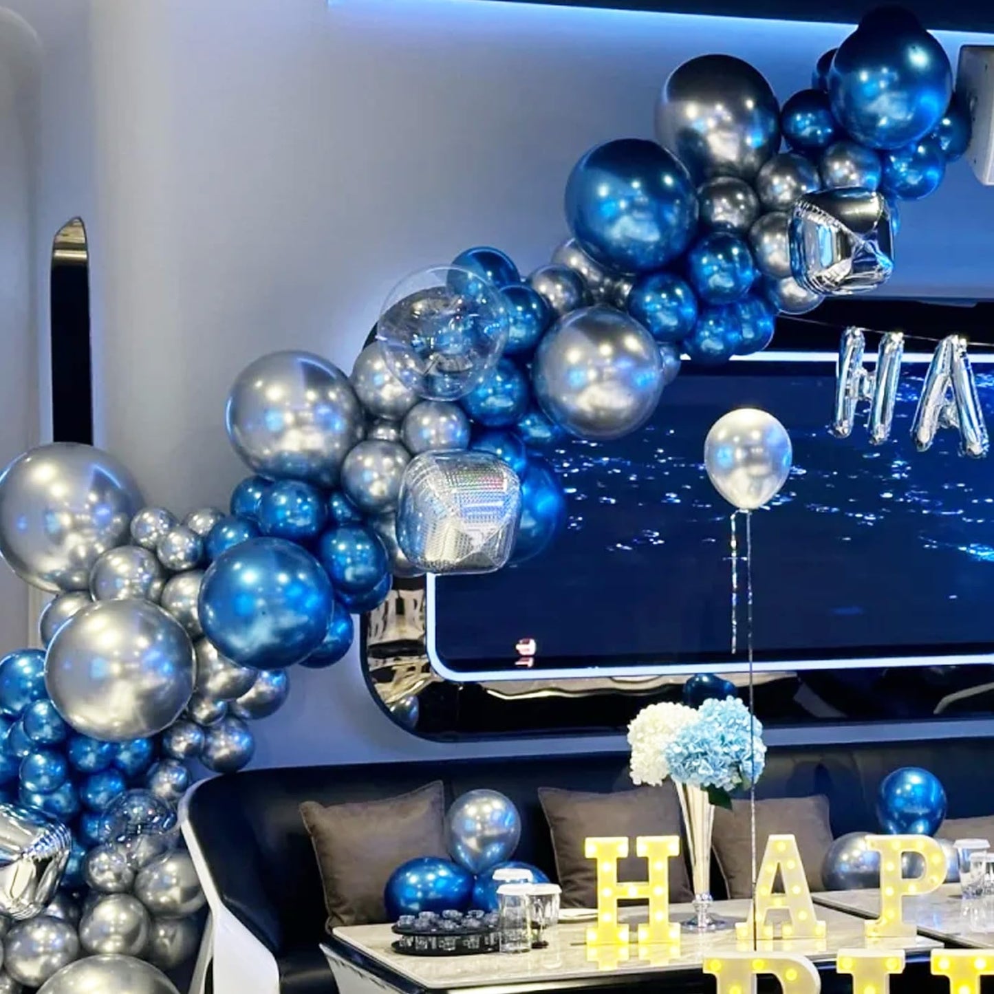 Voircoloria 90-Pack Metcllic Blue Balloon Garland Kit – 18/12/10/5 Inch for Weddings, Graduations & Parties