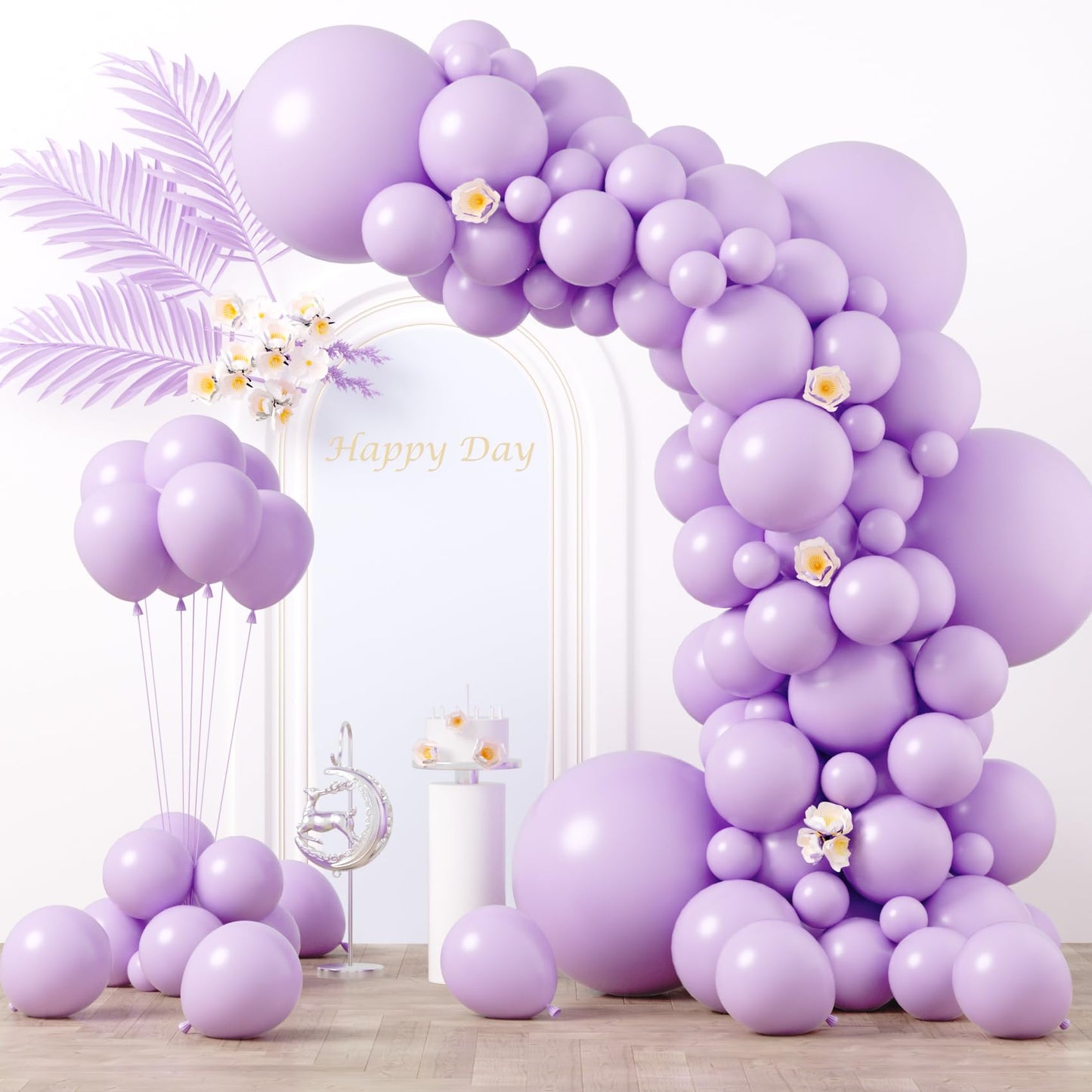 Voircoloria 130pcs Pastel Purple Balloon Garland Arch Kit – 18in/12in/10in/5in