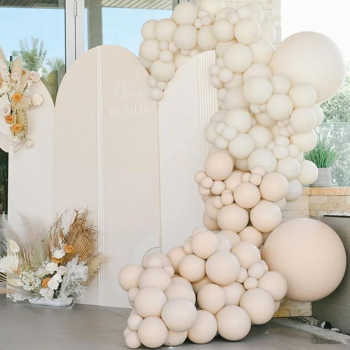 Voircoloria 130pcs White Sand Balloons Set – 18", 12", 10", 5" Off-White Latex Party Balloons