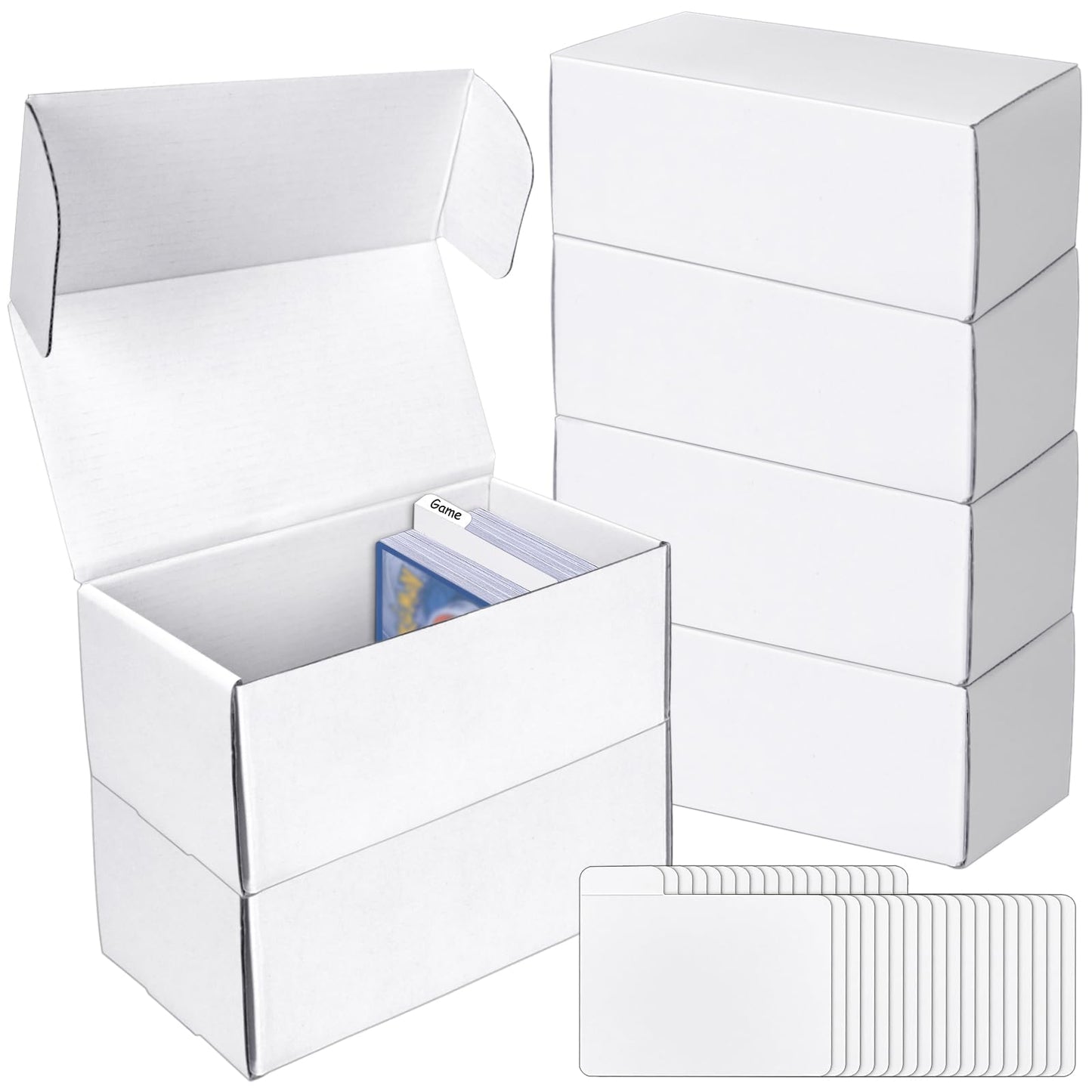 VOKOY Trading Card Storage Box with Dividers – 6 Pack, 400-Card Bulk Case (7.5in x 4in x 3in)