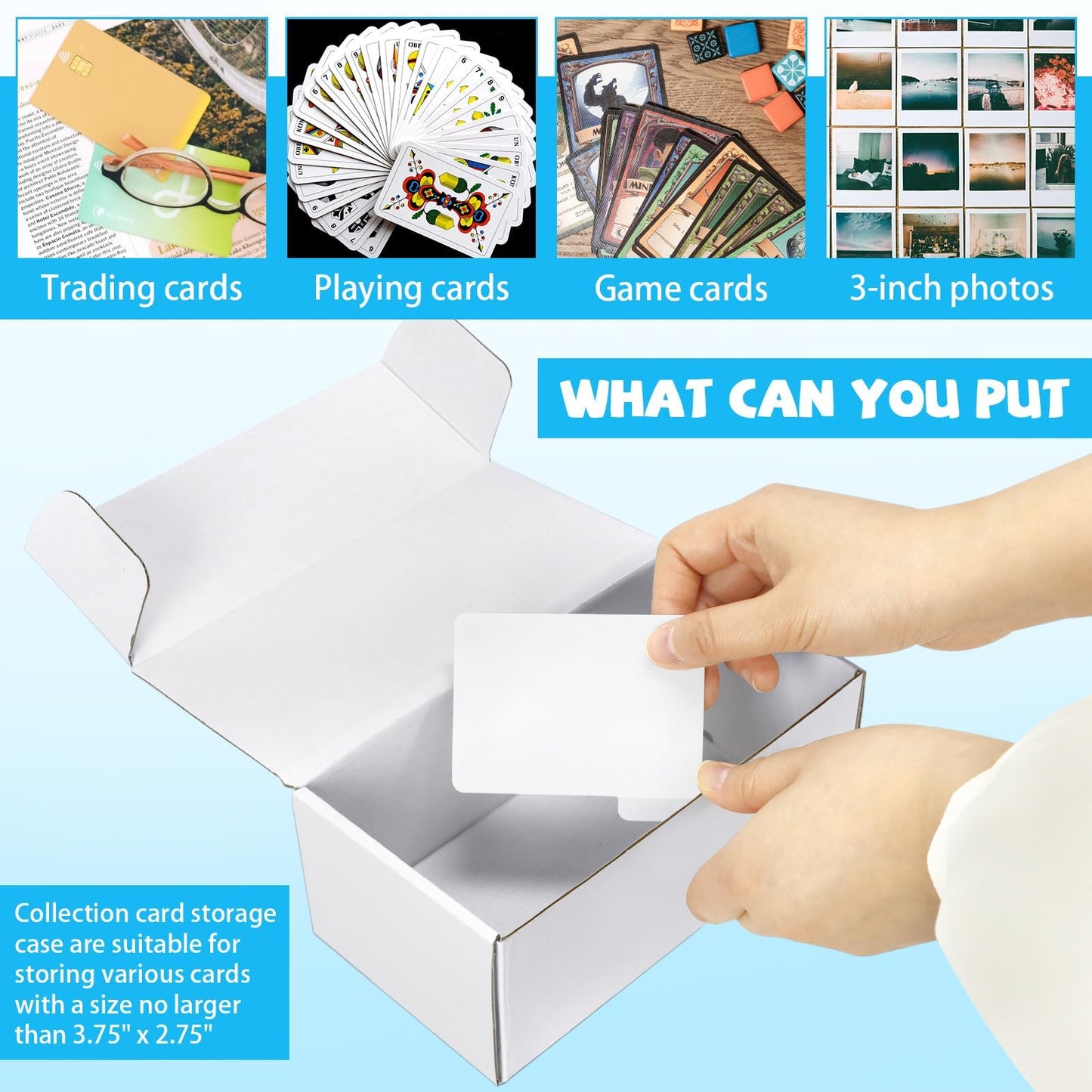 VOKOY Trading Card Storage Box with Dividers – 6 Pack, 400-Card Bulk Case (7.5in x 4in x 3in)